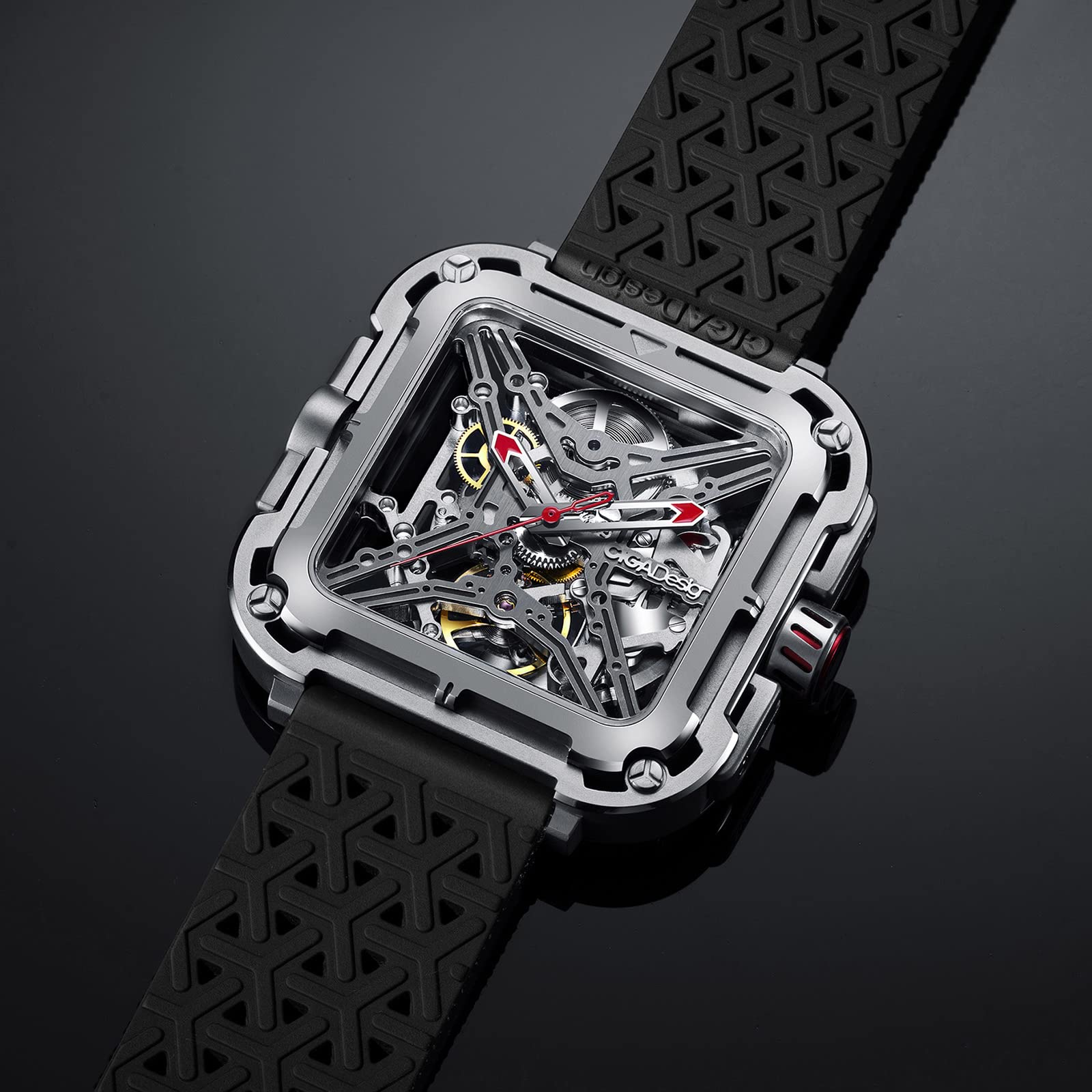 CIGA Design X Series Automatic Mechanical Watch - SUV Inspired Anti-Shock Design, Sapphire Crystal, Skeleton Dial with Silicone & Nylon Strap - Stylish Unisex Watch for Men & Women | Perfect for Outdoor Adventures, Business Meetings & Fashion Accessories