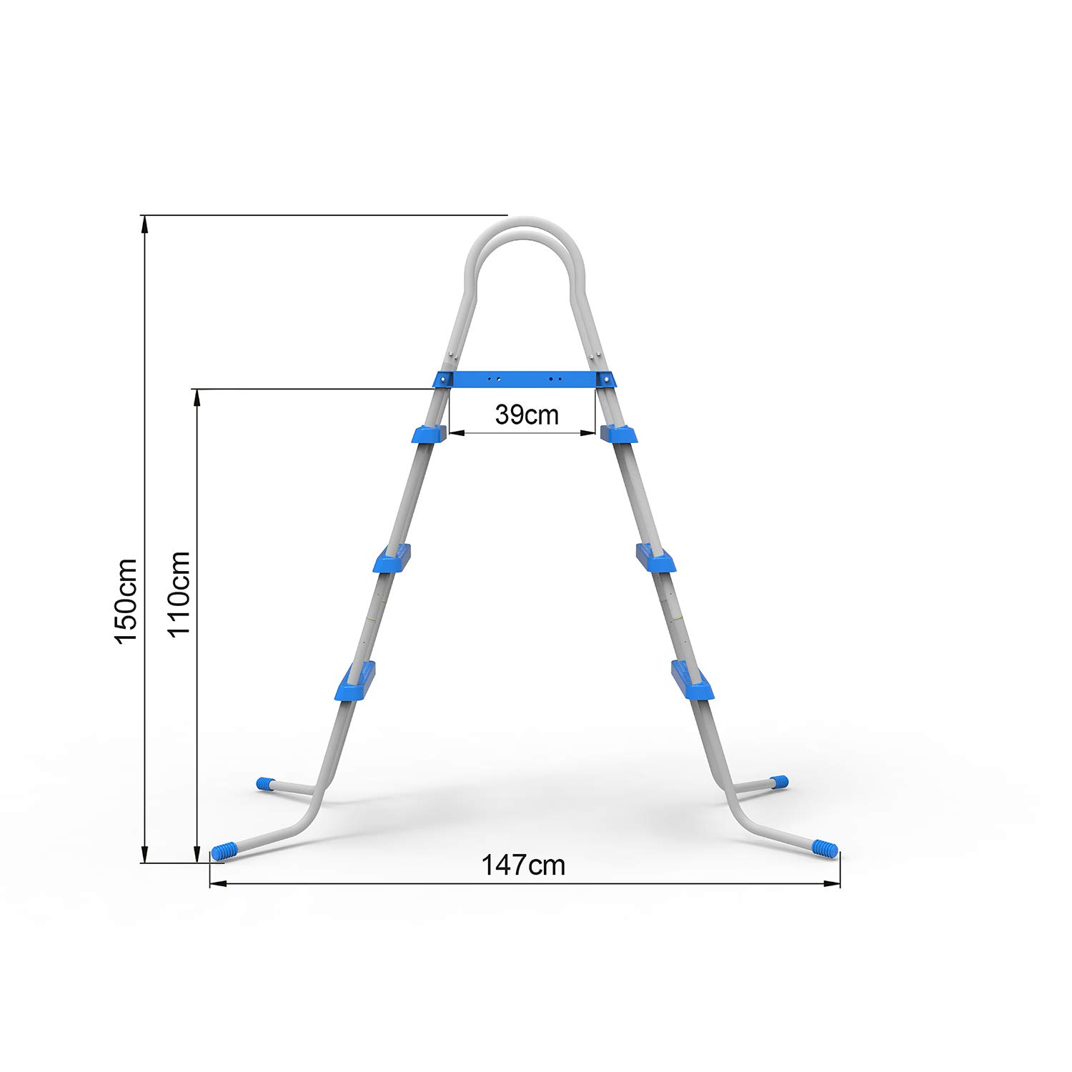JLeisure 43 Inch Heavy Duty 3-Step A-Frame Swimming Pool Ladder - Durable Metal Steel Frame for Above Ground Pools - Perfect for Backyard, Patio, and Outdoor Use