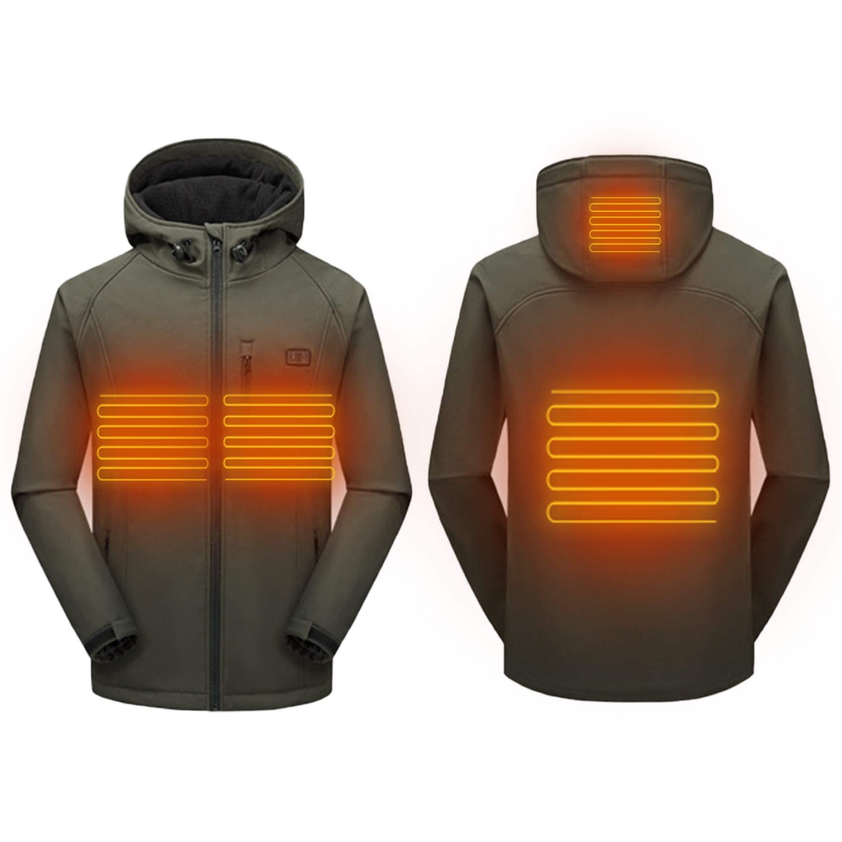 Electric Heated Jacket for Men & Women - USB Powered Winter Coat with Hood for Outdoor Activities - Camping, Hiking, Hunting, Skiing - Warm Windproof Thermal Jacket for Cold Weather Adventures
