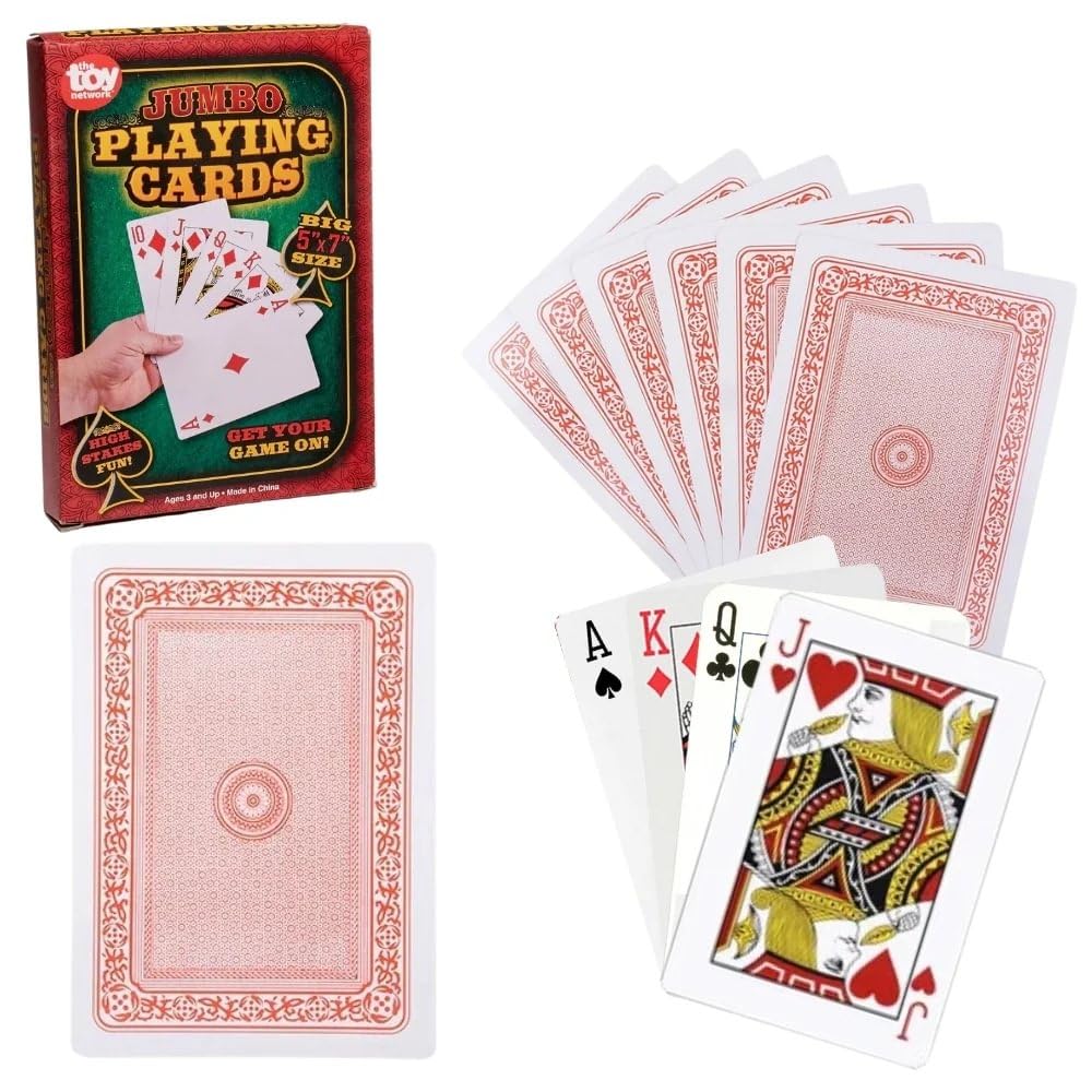 Premium Jumbo 5x7 Inch Playing Cards with Jokers - Oversized Deck for Poker, Blackjack, Magic Tricks & Family Game Night