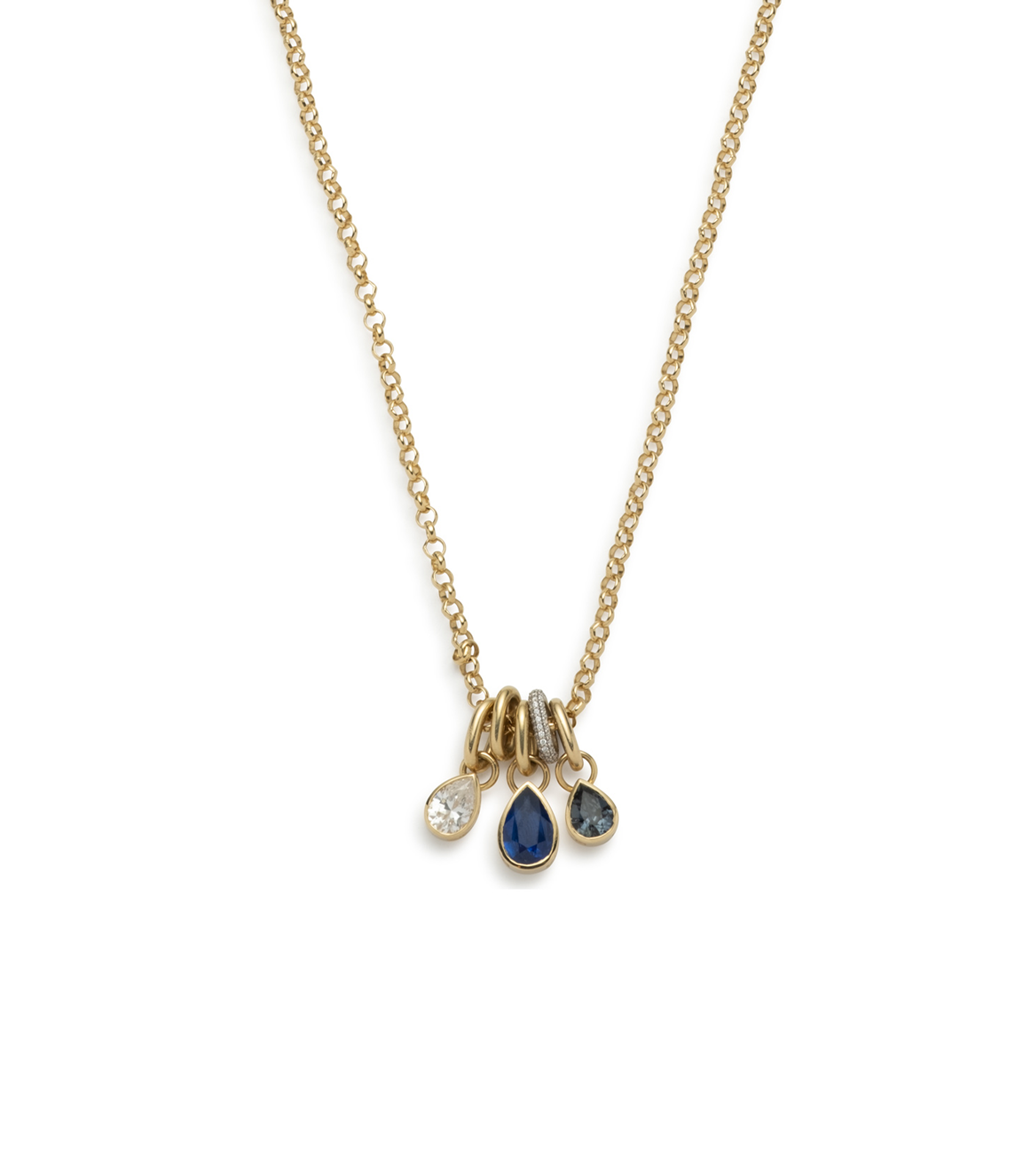 Forever & Always Diamond & Sapphire Belcher Pave Abacus Chain - Blue & Teal Sapphire Jewelry for Anniversary, Wedding & Special Occasions