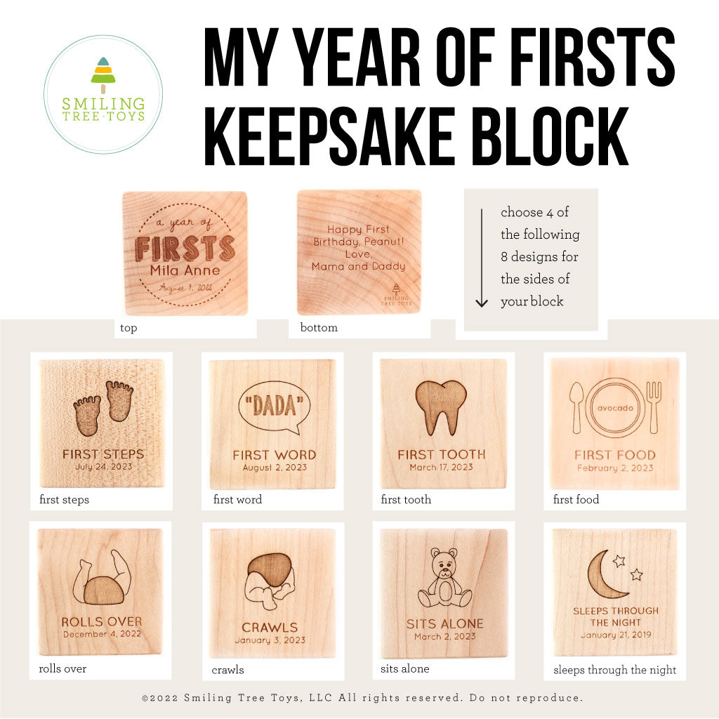 My Year of Firsts Keepsake Block - Baby Milestone Memory Book & First Year Photo Album - Perfect for Newborn Baby Shower Gifts and First Birthday Presents