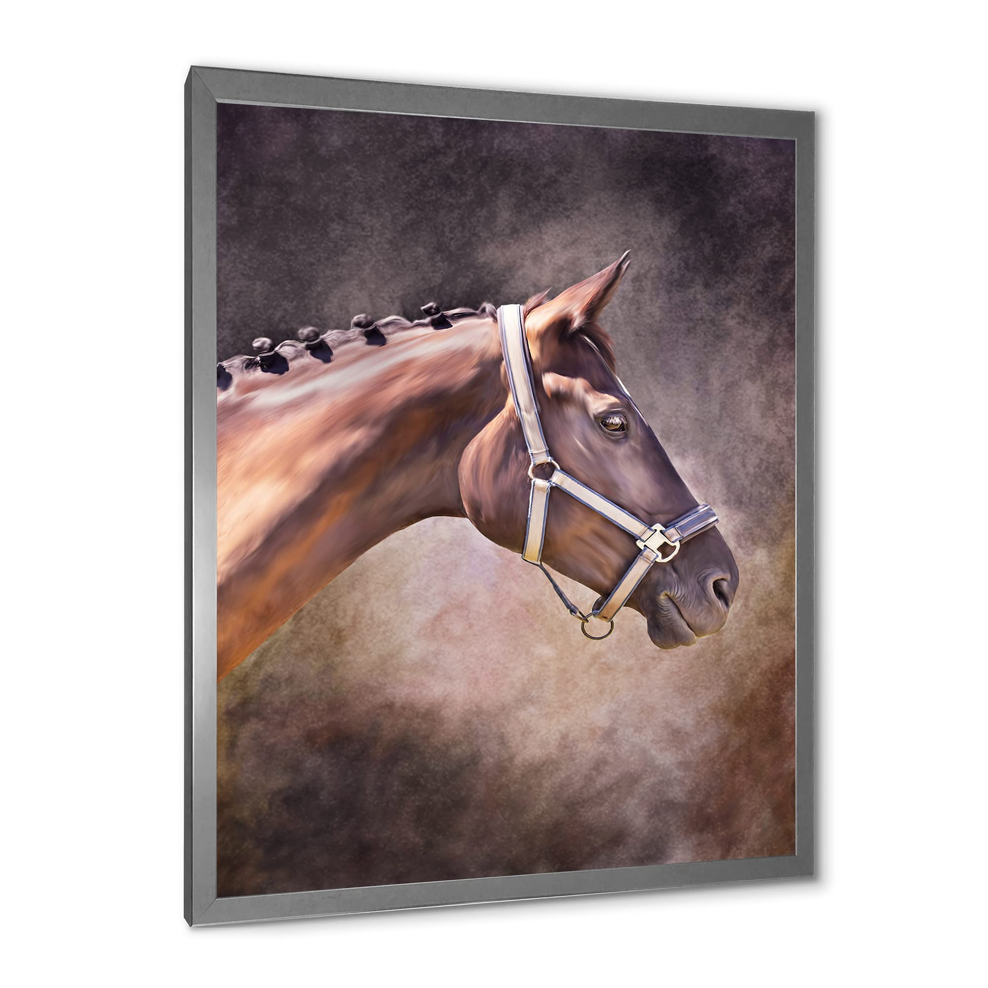 Brown Horse Farmhouse Framed Wall Art - Elegant Equestrian Home Decor for Living Room, Bedroom & Office - Perfect Gift for Horse Lovers