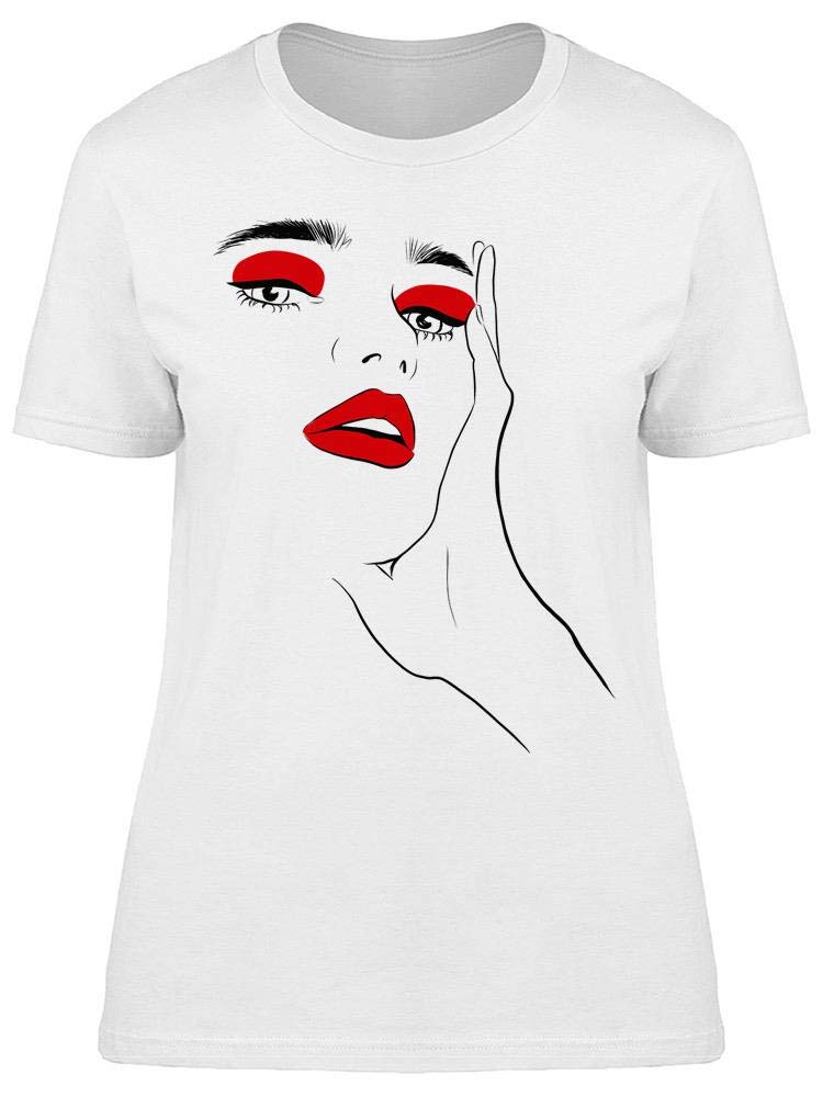 Red Lips & Makeup Graphic T-Shirt for Women - Trendy Casual Tee for Everyday Wear, Date Nights & Girls' Outings