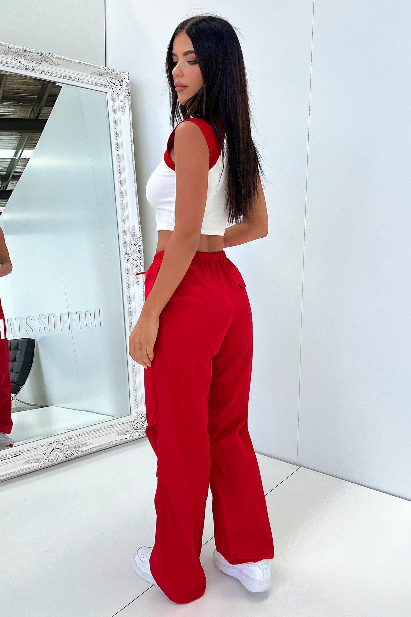 Karter Parachute Pants for Men - Red Jogger Pants with Elastic Waist | Comfortable Streetwear & Hip Hop Fashion | Perfect for Casual Wear, Gym, and Dance