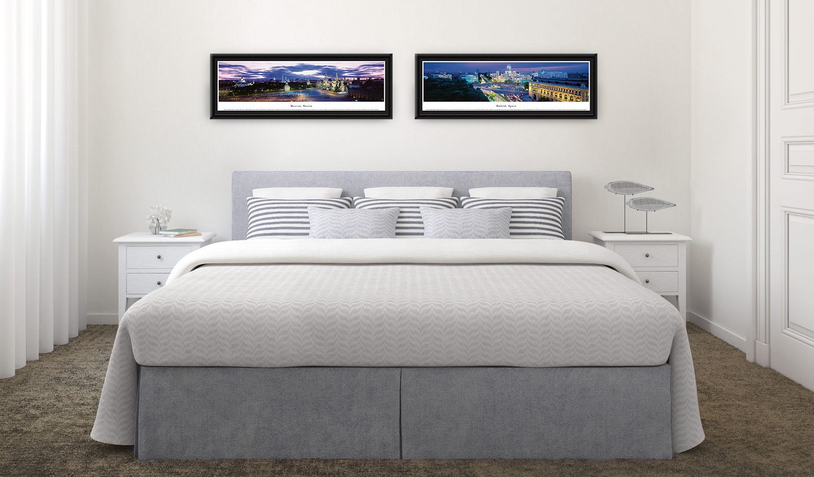 Blakeway Worldwide Panoramas London England Thames at Twilight Skyline Poster - Premium Framed Wall Art with Single Mat - Perfect for Living Room, Office & Home Decor