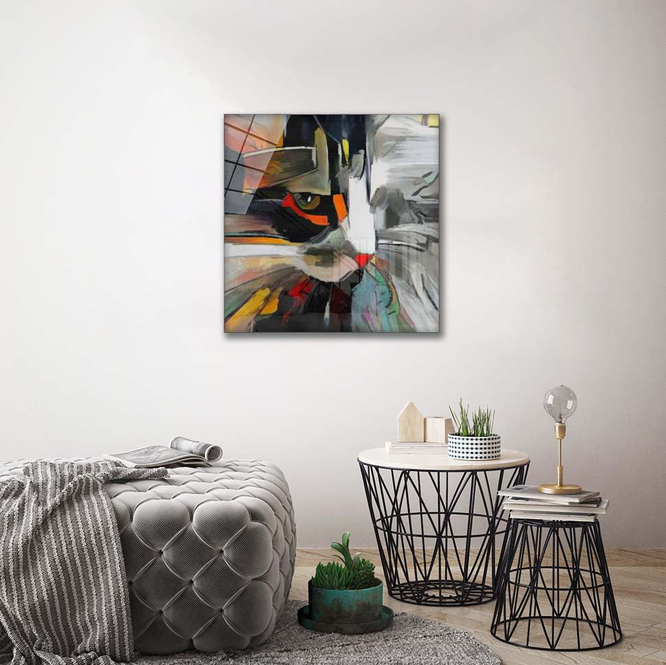 Abstract Cat Art Print - Modern Feline Wall Decor for Home & Office - Perfect for Living Room, Bedroom, or Gift Giving