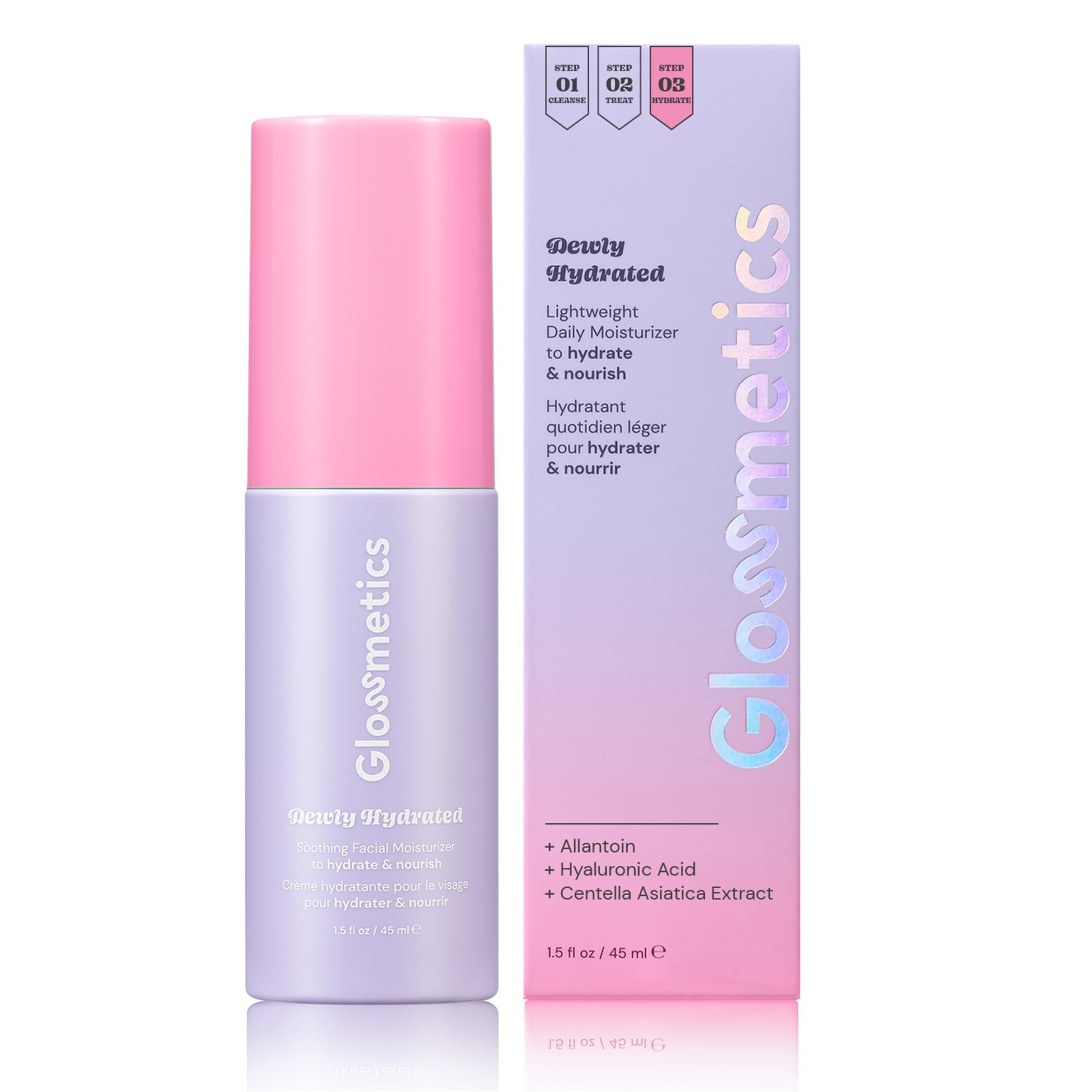 Glossmetics Dewly Hydrated Lightweight Daily Face Moisturizer with Centella Asiatica & Panthenol - Hydrating Cream for Combination Skin | Day & Night Use for Soft, Glowing Skin
