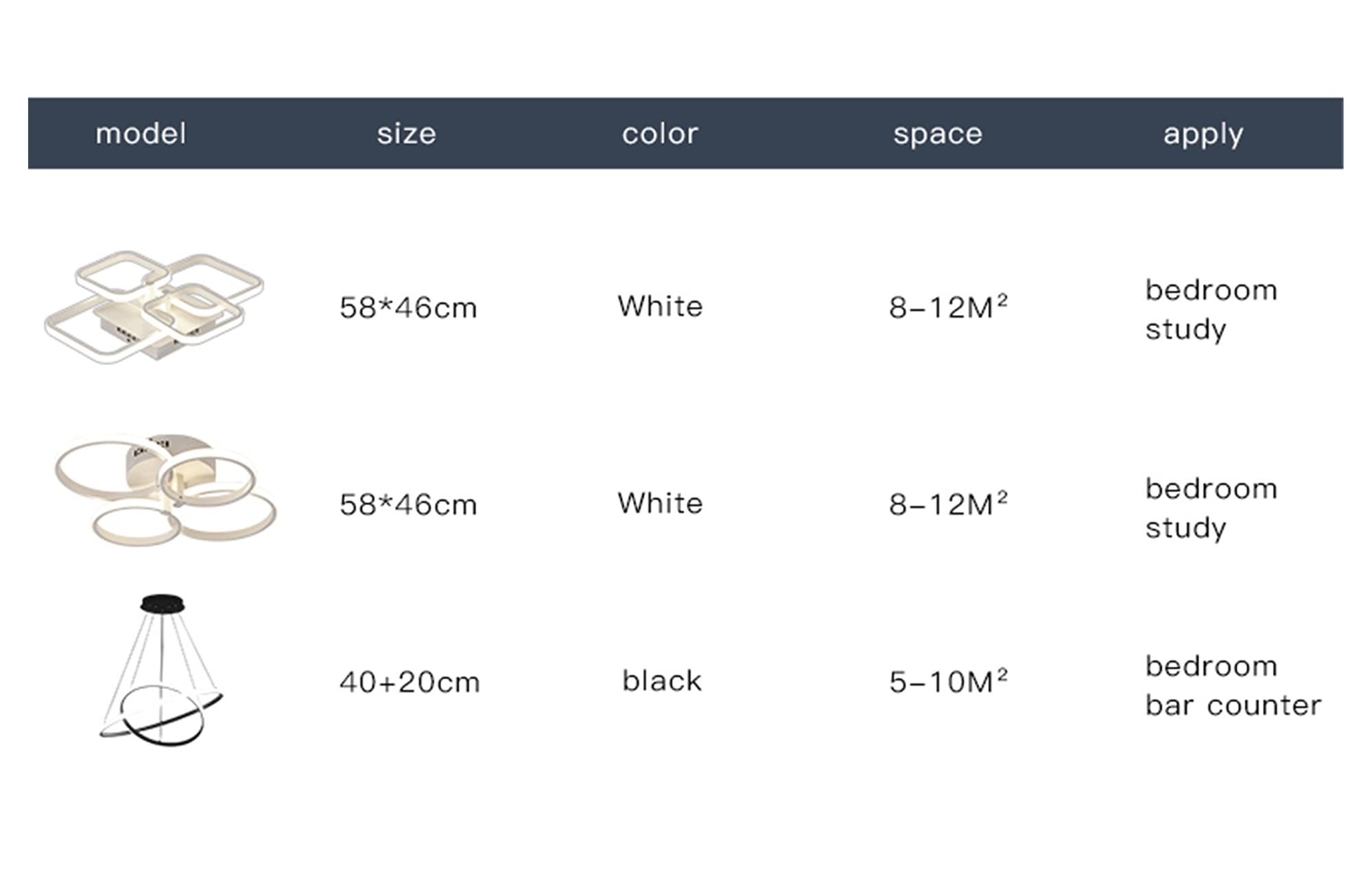 Modern LED Chandelier Light Fixture - Remote Control Rectangle White Ceiling Lamp for Living Room, Bedroom, Kitchen | Dimmable Hanging Light with 2 Rings (20-40cm) | Perfect for Home Decor, Dining Areas & Interior Lighting