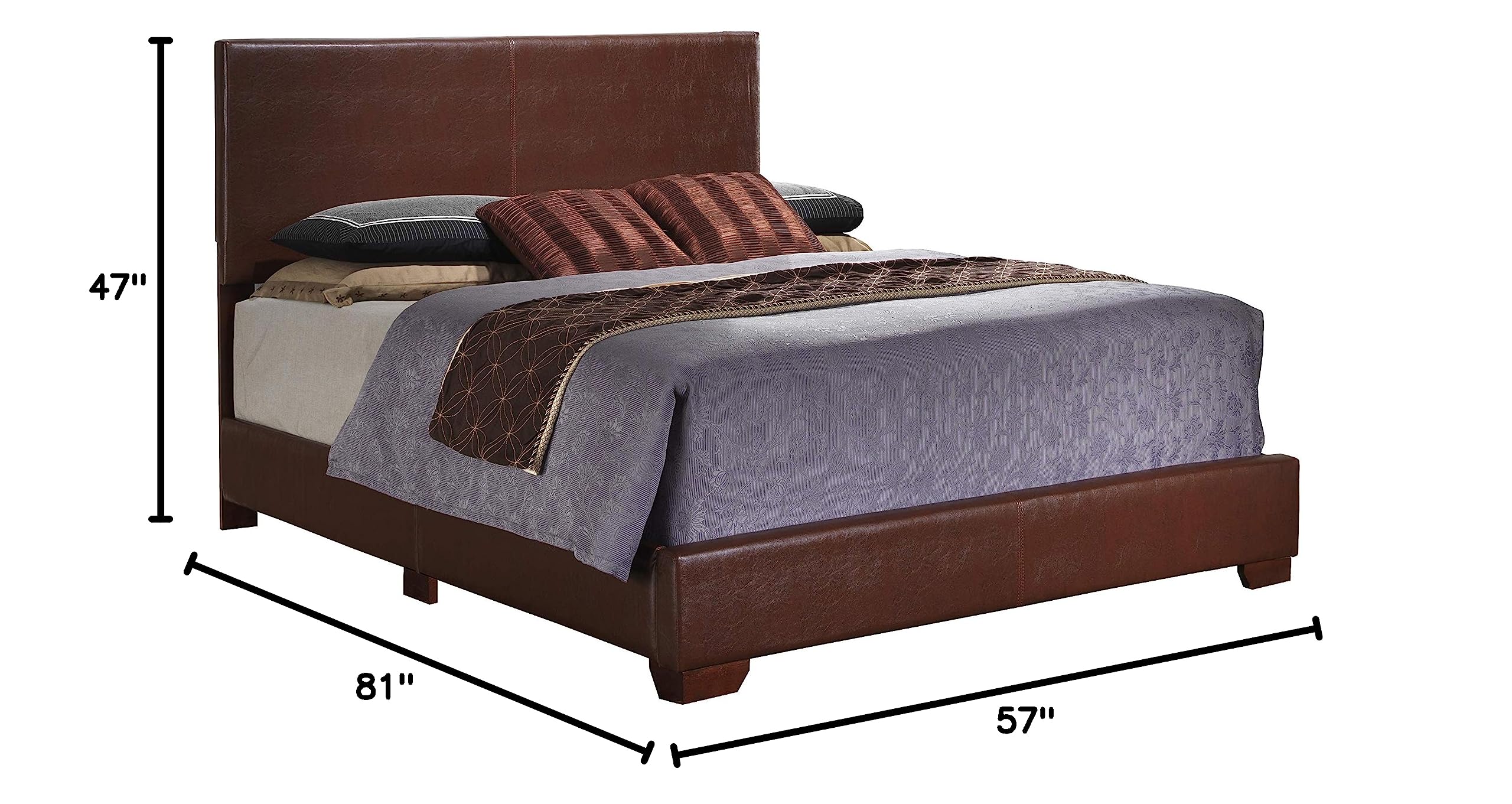Glory Furniture Aaron Faux Leather Upholstered Full Bed Frame in Light Brown - Modern Bedroom Furniture for Small Spaces & Guest Rooms