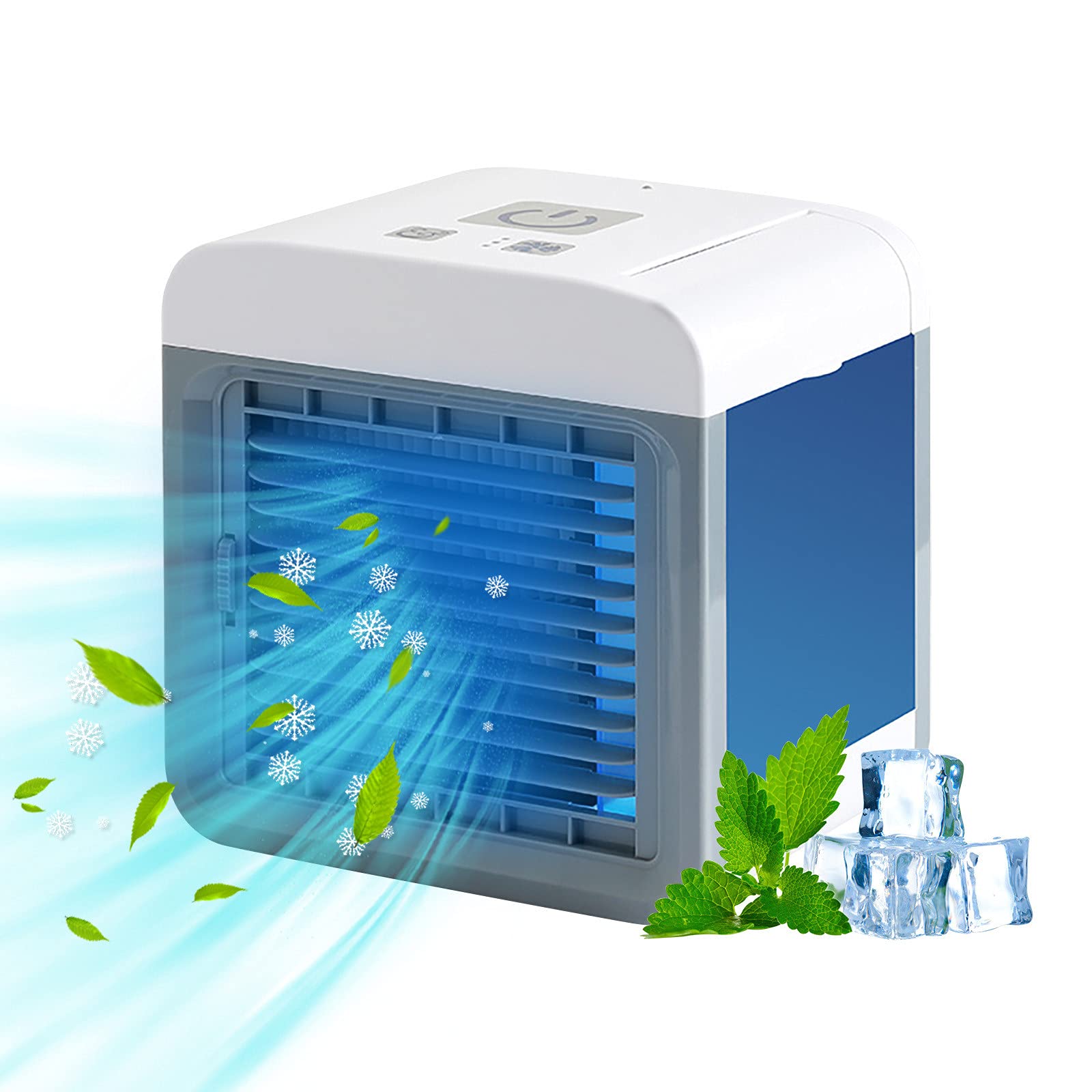 3-Speed USB Rechargeable Mini Air Cooler Fan - Portable Water Cooling Fan for Room, Office, Dorm & Bedroom - Quiet Personal Cooling with Full Screen Airflow - Perfect for Home, Work & Travel Use