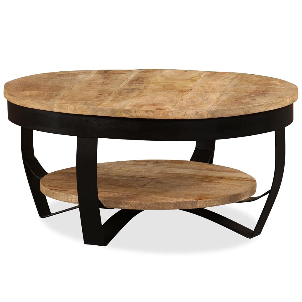YEZIYIYFOB Solid Mango Wood Side Table with Storage Shelf - 25.6x12.6 Inch End Table, Coffee Table & Living Room Accent Furniture - Perfect for Small Spaces, Bedside Use & Sofa Side Organization