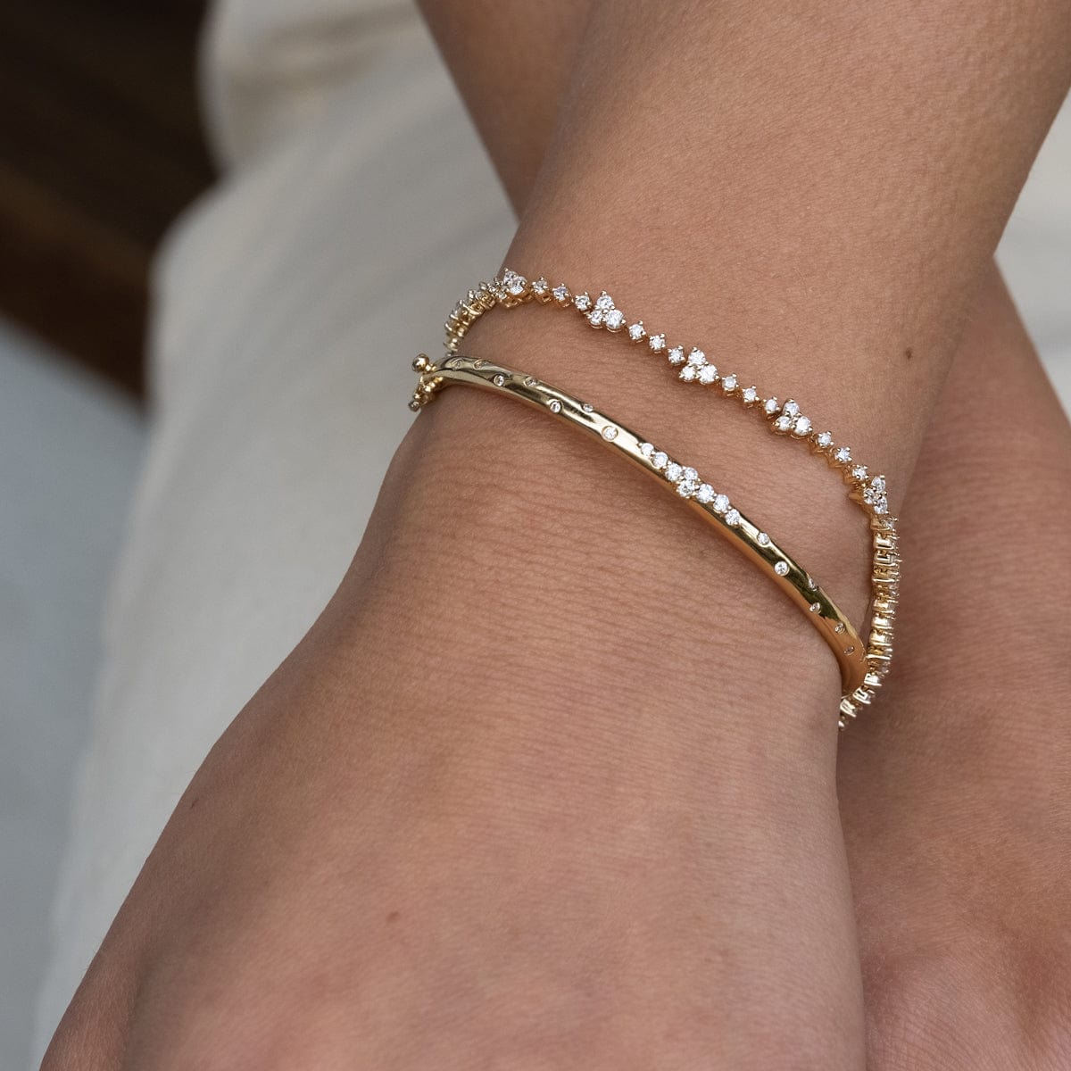 14K Gold Diamond Trio Tennis Bracelet for Women - Elegant Stackable Bracelet for Wedding, Anniversary & Everyday Wear