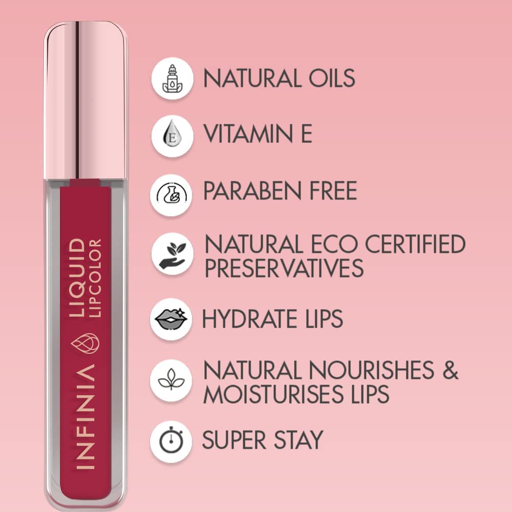 INFINIA Long-Lasting Liquid Lipstick - M-01 Velvet Matte Lip Color | Waterproof & Smudge-Proof | Perfect for Parties, Date Nights & Everyday Wear