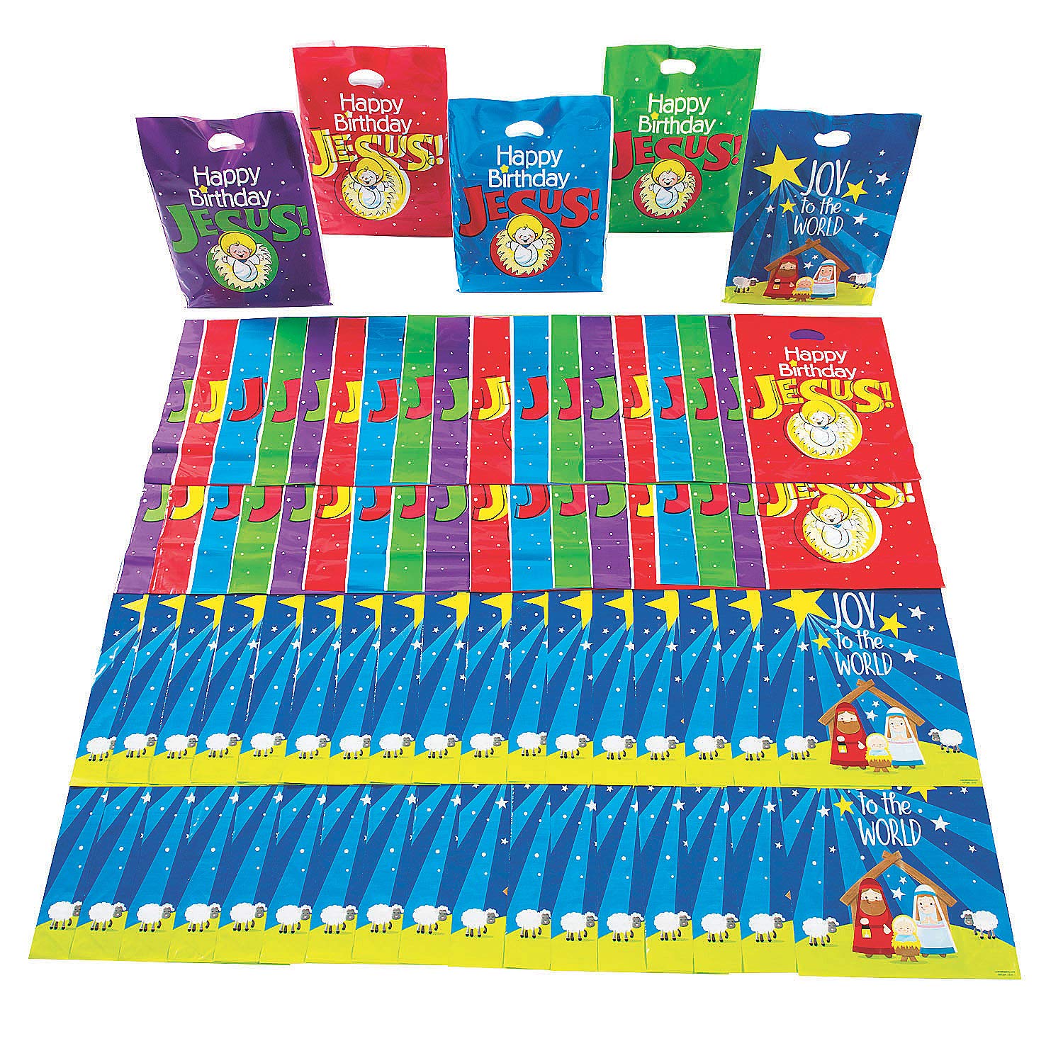 250-Piece Bulk Religious Christmas Plastic Goody Bags for Party Supplies | Fun Express | Holiday Treat Bags for Church Events, School Celebrations & Christmas Parties