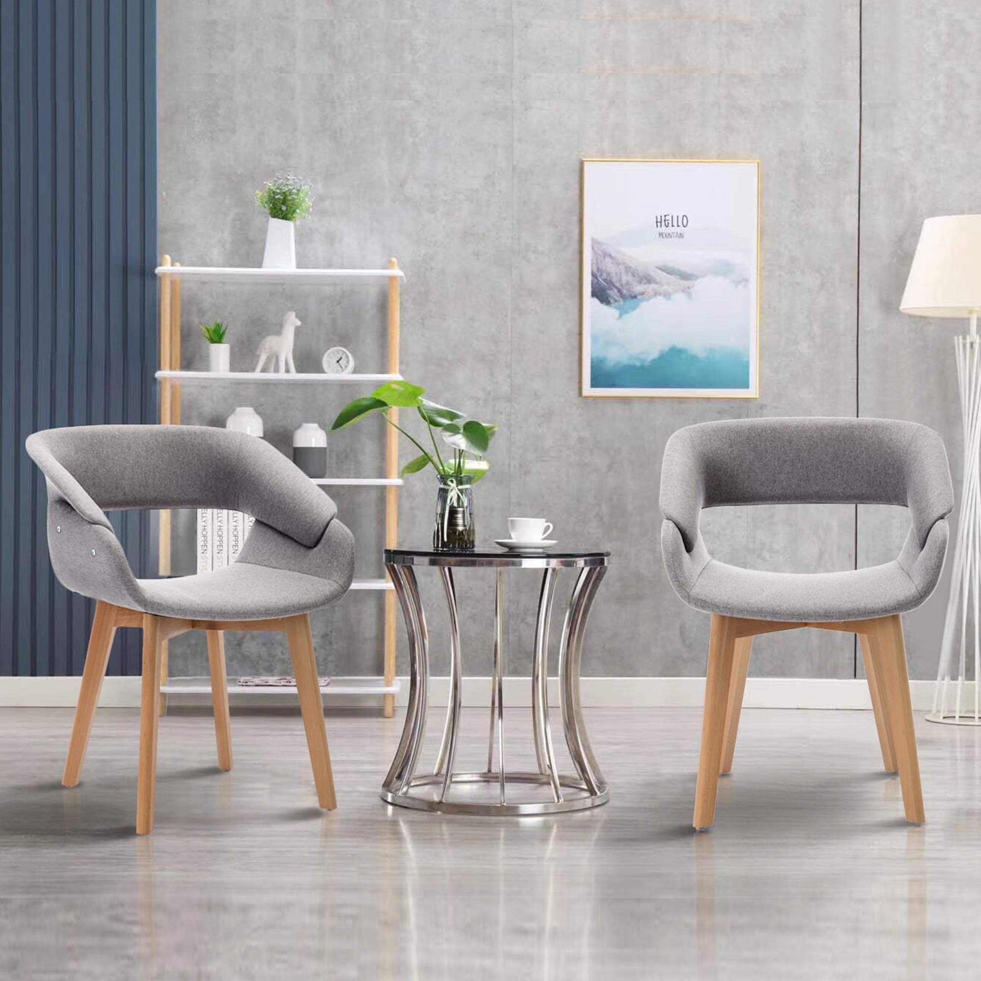 Ivinta Dining Chairs Set of 2 - Modern Upholstered Fabric Kitchen Chairs with Solid Wood Legs, Comfortable Accent Chairs for Living Room, Restaurant, Cafe & Home Decor (Gray) - Perfect for Dining Rooms, Breakfast Nooks & Small Spaces