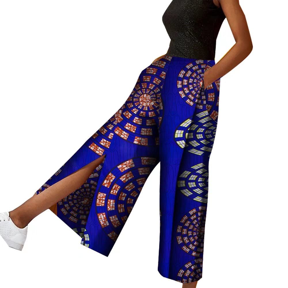 **African Print Wide Leg Pants for Women - Cotton Casual Dashiki Split Pants with Ankara Design | Perfect for Boho Chic, Beach, and Summer Outfits**