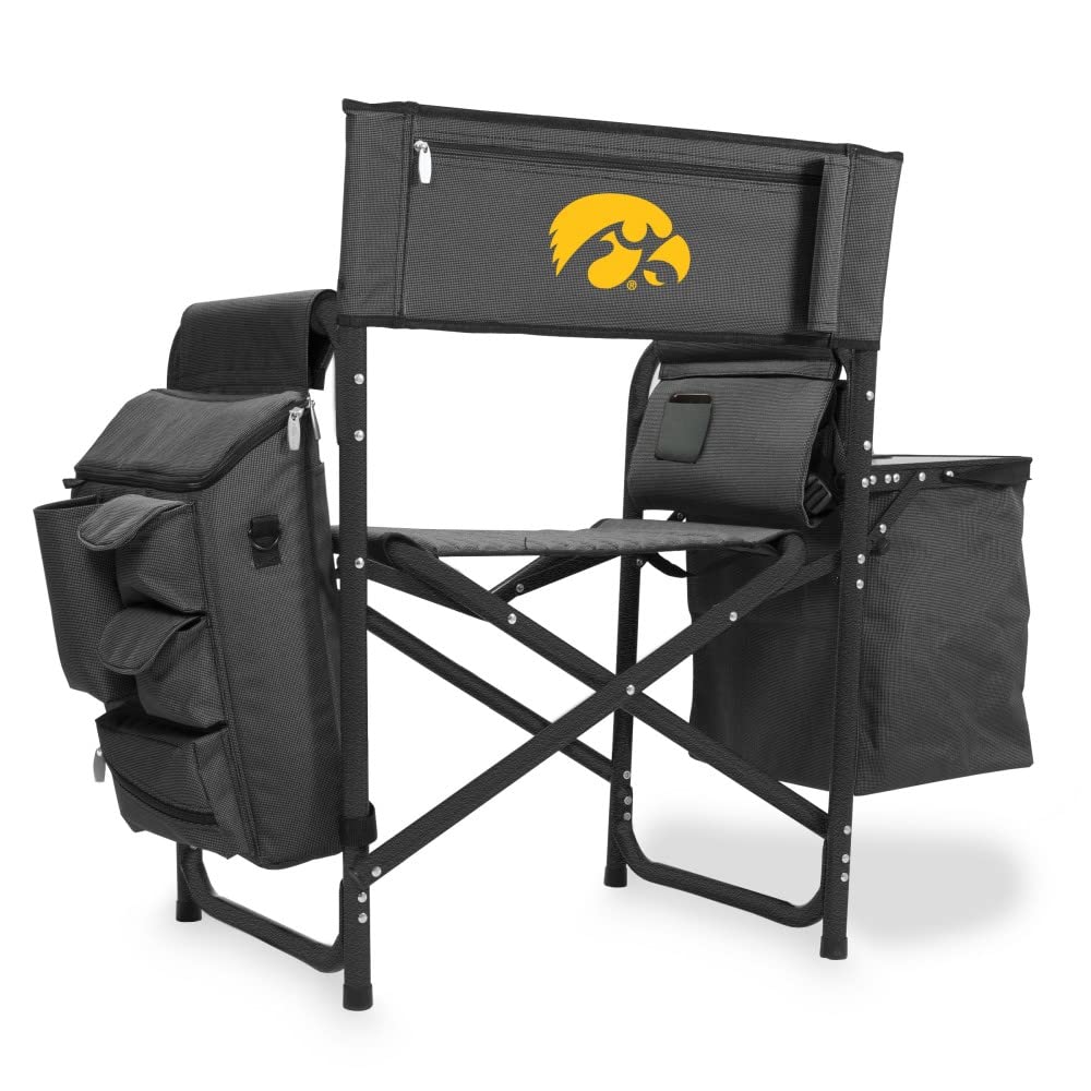 Iowa Hawkeyes NCAA Portable Camping Chair with Side Table & Soft Cooler - Lightweight Folding Beach Chair for Adults - Outdoor Lawn Chair for Picnics, Tailgating, and Backyard Relaxation
