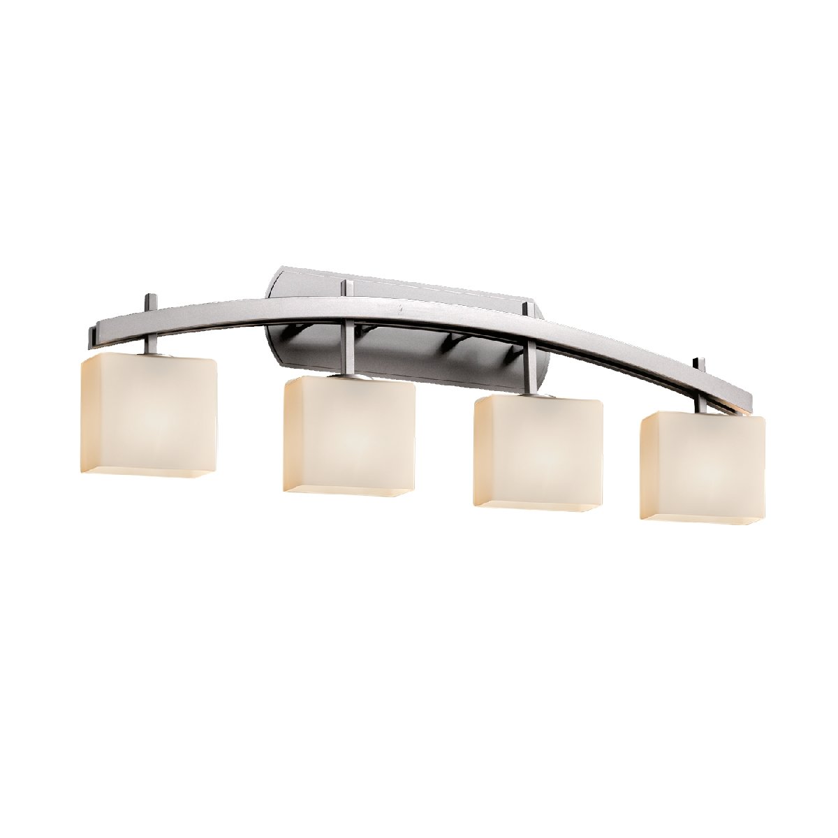 FSN-8594-55-OPAL-NCKL-LED4-2800 Archway 4 Rectangle Shade LED Bathroom Light Fixture, Brushed Nickel Finish - Perfect for Modern Bathroom Vanity Lighting and Hallway Illumination