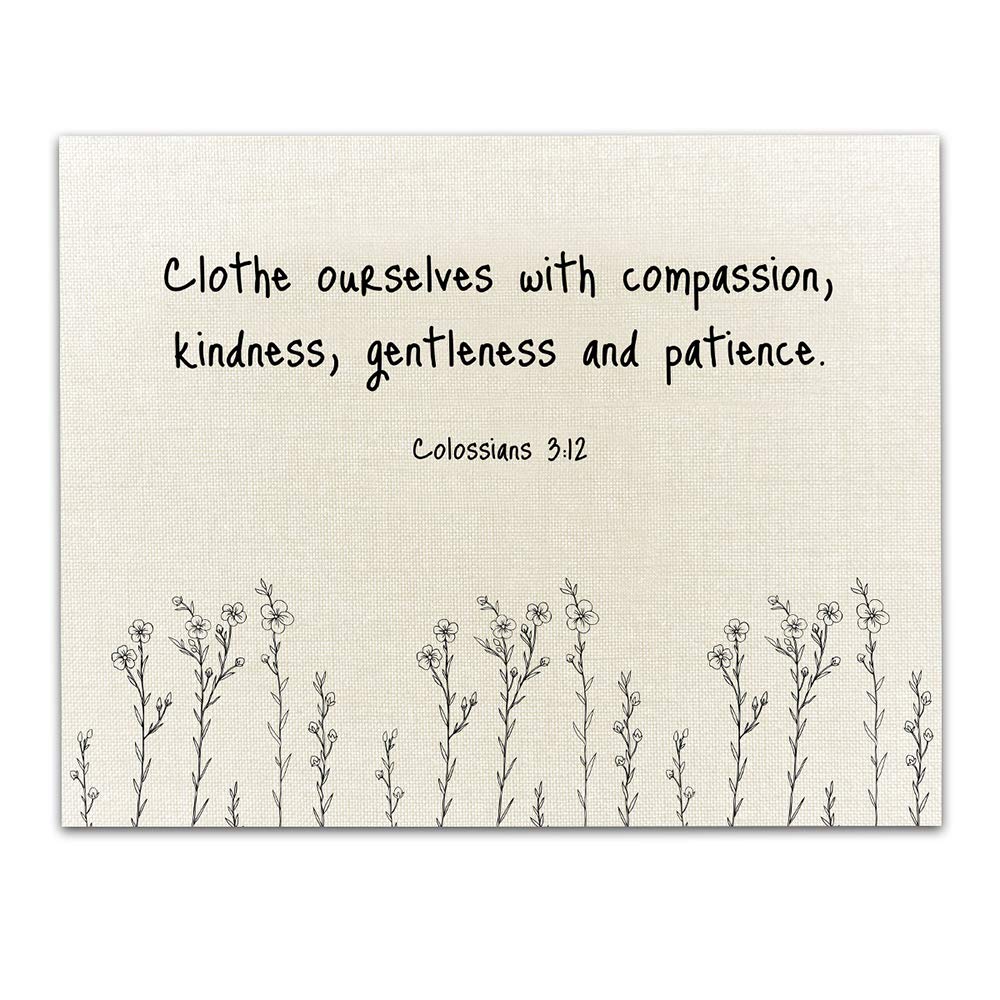 TJ Originals - Inspirational Christian Bible Verse Wall Art Print (Colossians 3:12) - 11x14 Scripture Decor with Wild Flowers - Perfect for Home, Office & Church Decor - Thoughtful Gift for Women, Family & Friends (Birthday, Housewarming, Religious Occasions)