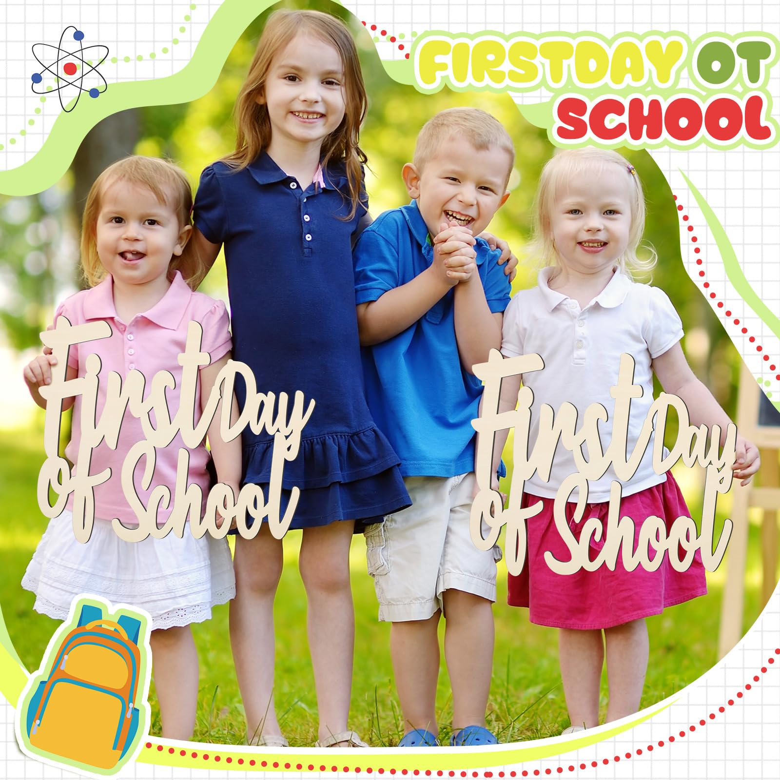 2 Pack First and Last Day of School Sign - Wooden Reusable Photo Booth Props for Back to School, Preschool, Kindergarten Classroom Decor - Perfect for School Memories, Graduation Parties & Yearbook Photos