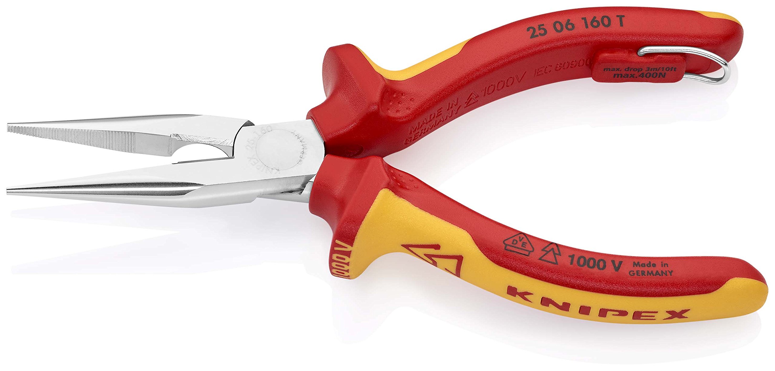 25 06 160 T Radio Pliers with Tether Attachment - Chrome Plated Professional Tool for Electronics Repair and Automotive Maintenance