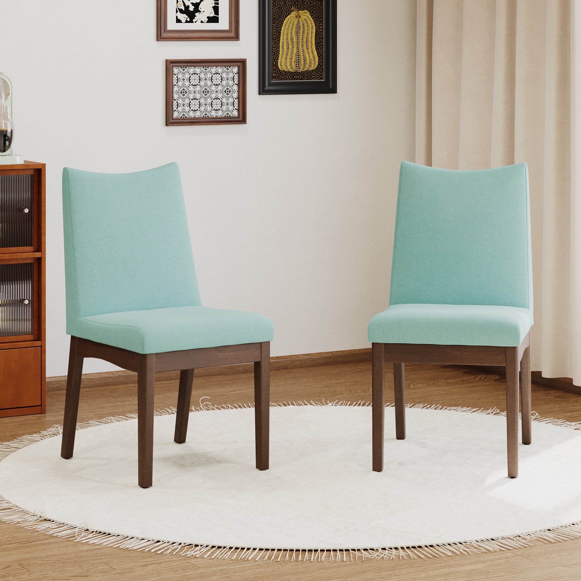 Modern Dining Chairs Set of 2 - Comfortable Kitchen Chairs with Padded Seat - Sturdy Wooden Dining Room Chairs for Home, Restaurant, and Office Use