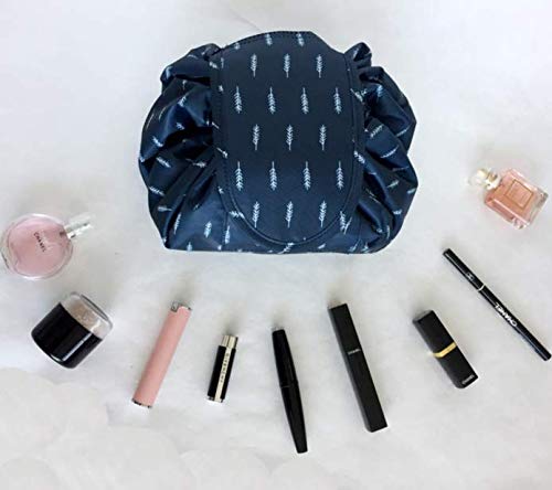 Waterproof Travel Toiletry Bag with Drawstrings - Multifunctional Cosmetic Storage Organizer for Women & Men, Portable Navy Blue Makeup Pouch - Perfect for Gym, Camping, and Business Trips