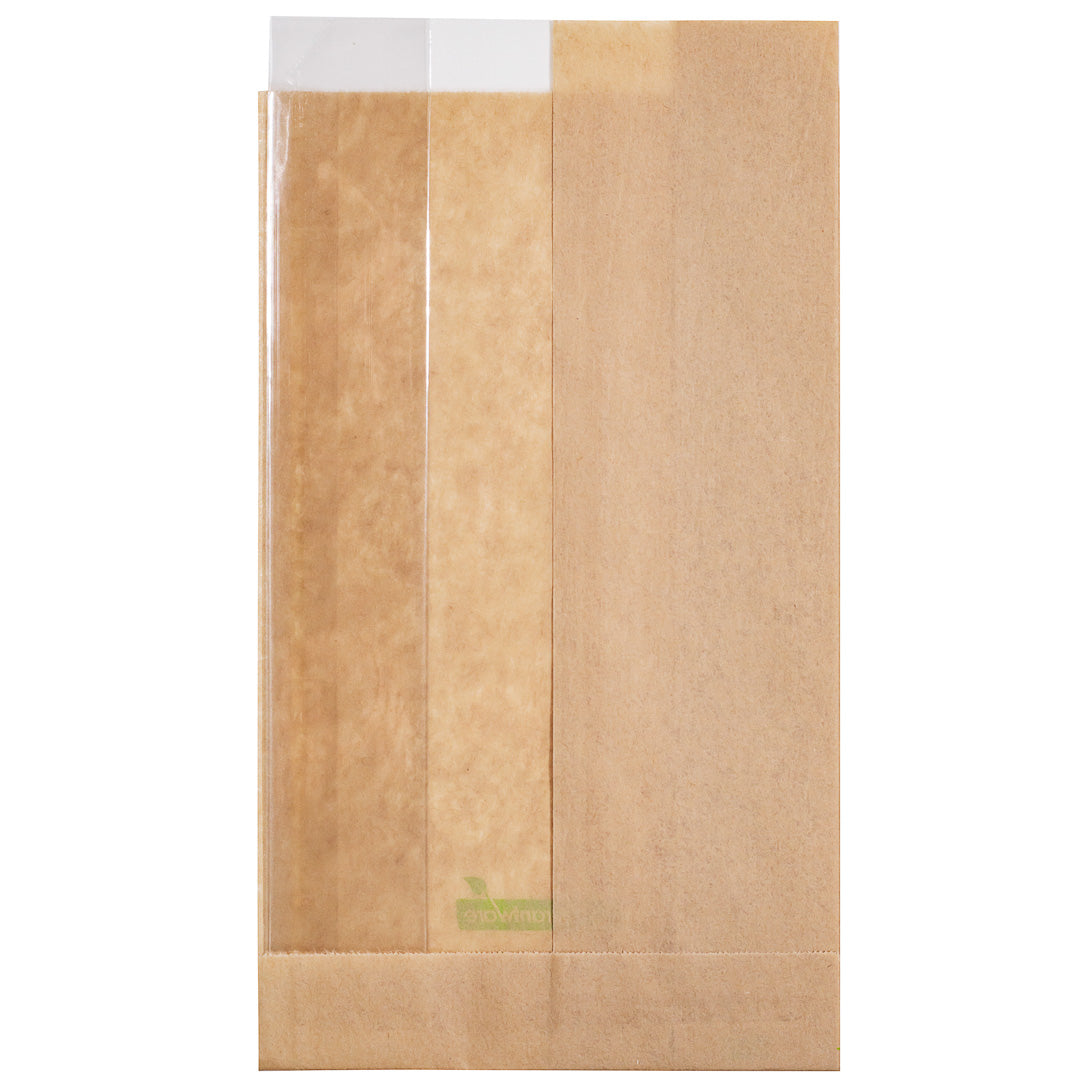 Eco-Friendly Kraft Paper Bread Bags with Side Window - 4.75