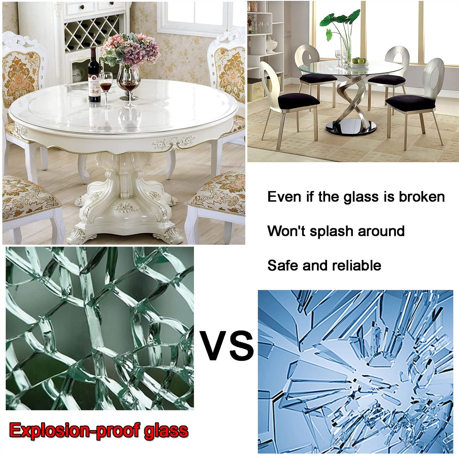 Tempered Glass Table Top - 9mm Thick Round Glass with Polished Edge - Strong & Durable for Dining, Coffee, or Office Desks - Clear 68cm (27in) Size - Perfect for Home, Restaurant, or Office Use