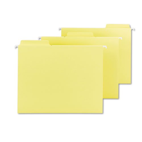 Smead 64097 FasTab Hanging File Folders - Letter Size, Yellow, 20/Box - Perfect for Office Organization, Filing Cabinets & Document Storage