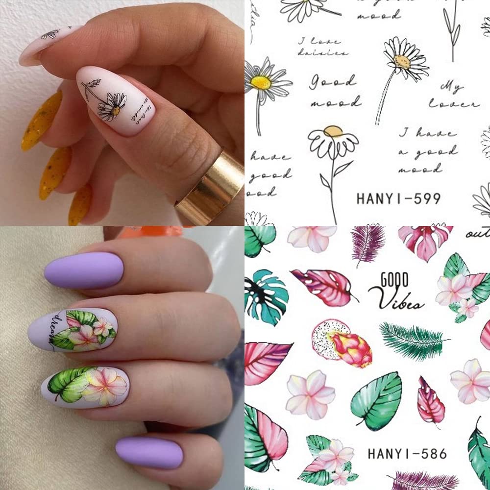 Zepitniy 3D Flower Nail Stickers - 8 Sheets Self-Adhesive Nail Art Decorations for Women & Girls | Perfect for DIY Manicures, Parties & Special Occasions