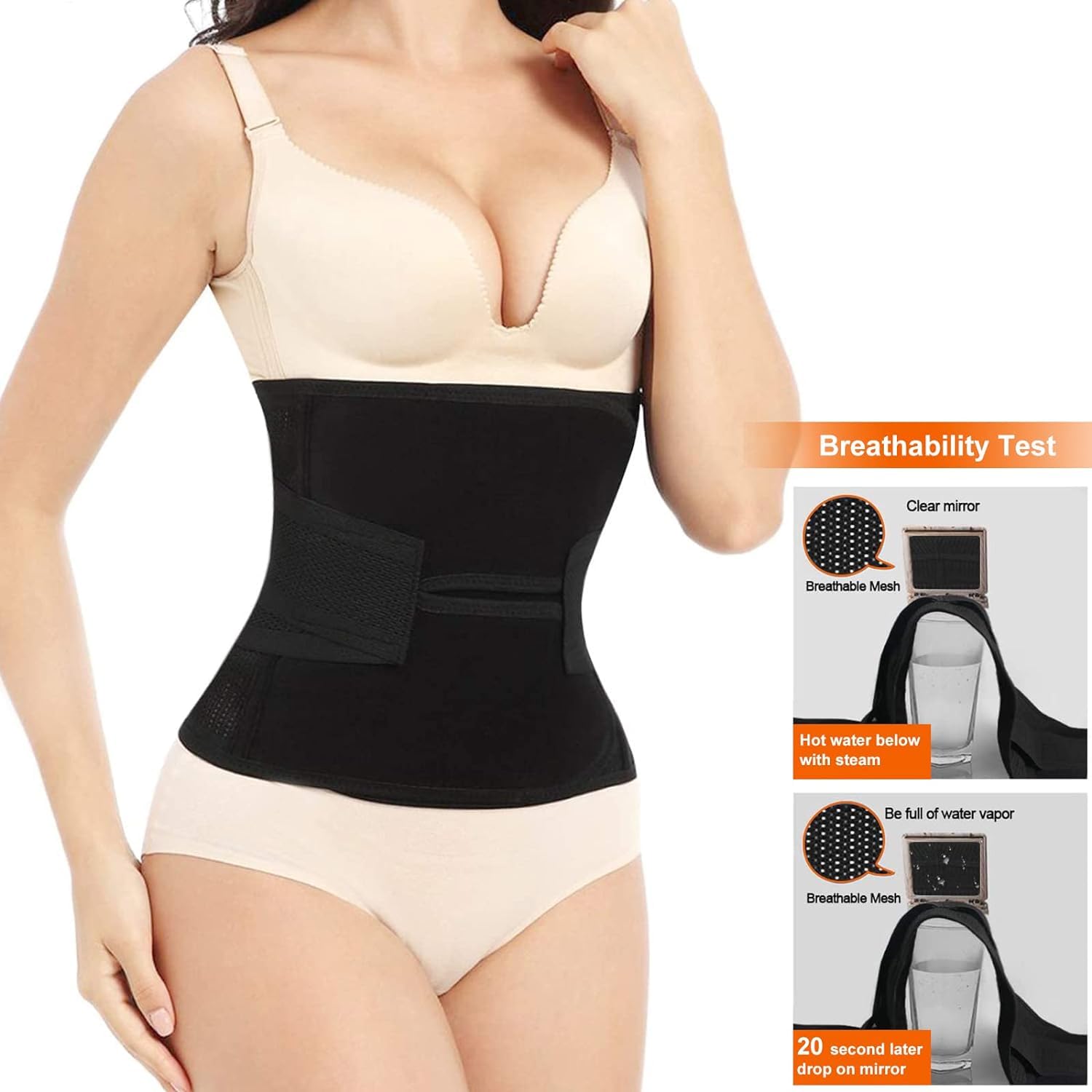 Postpartum Belly Band for C-Section Recovery - Abdominal Binder Wrap for Post Surgery & Tummy Tuck - Waist Trainer Girdle for Women - Black - Perfect for Postpartum Support & Comfort