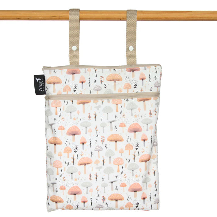 Colibri Mushrooms Waterproof Wet Dry Bag for Bathroom, Gym, Beach & Travel - Dual Compartment Storage Pouch for Swimsuits, Towels & Toiletries