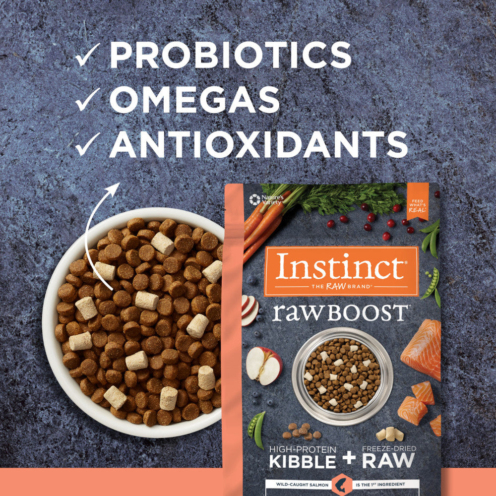 Premium Grain-Free Raw Boost Salmon Recipe Dry Dog Food – High Protein Kibble + Raw Nutrition for Active & Healthy Dogs – Perfect for Training, Outdoor Adventures & Daily Meals