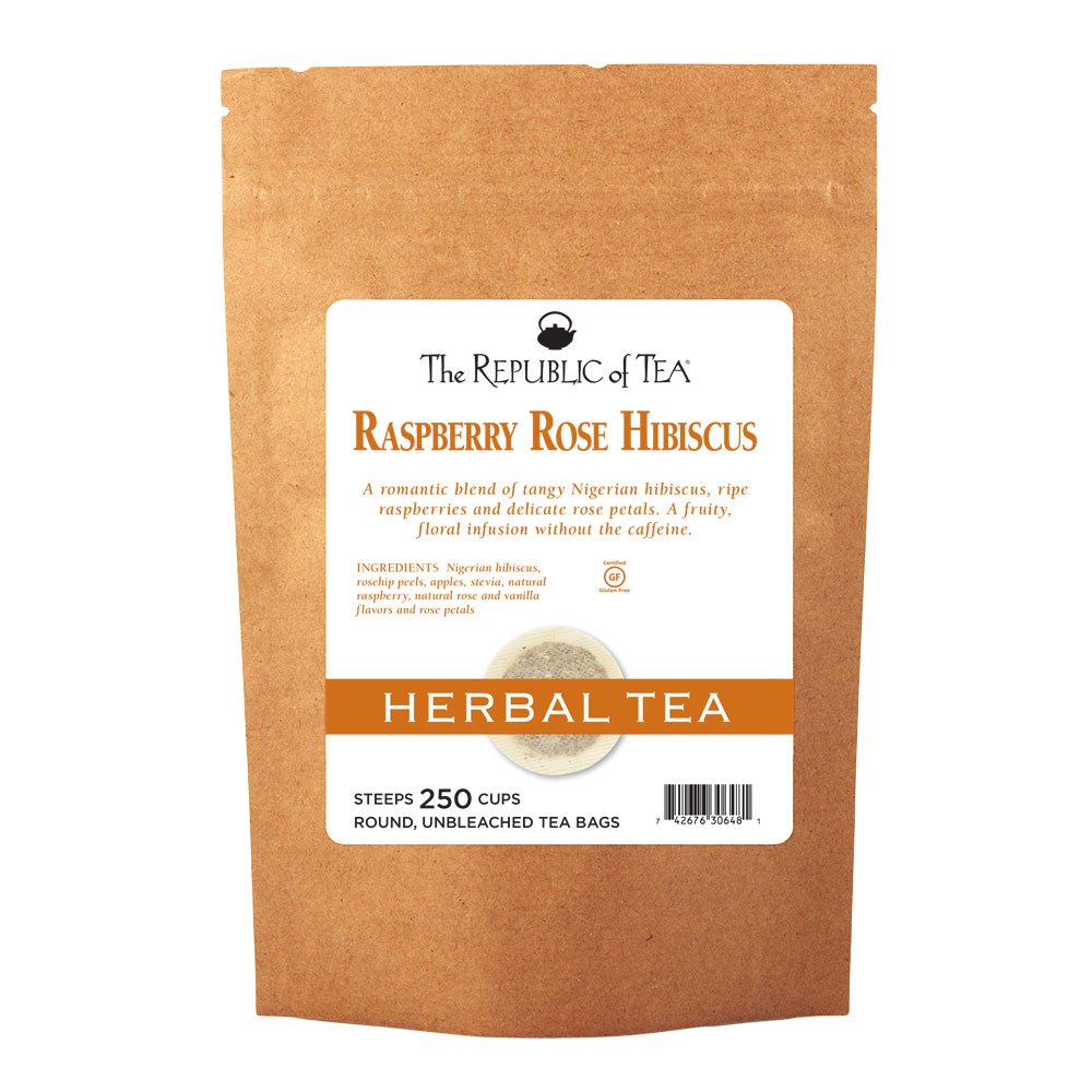 Republic of Tea Raspberry Rose Hibiscus Herbal Tea - Caffeine-Free, 250 Tea Bags | Perfect for Relaxation, Afternoon Tea & Wellness Rituals