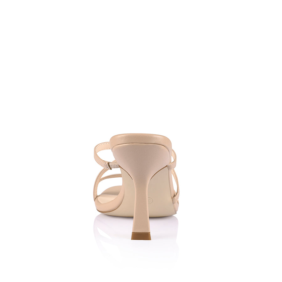 Comfortable Peanut Strappy Mules - Nude Smooth Leather Slides for Women | Perfect for Summer Outfits, Beach Vacations & Casual Wear