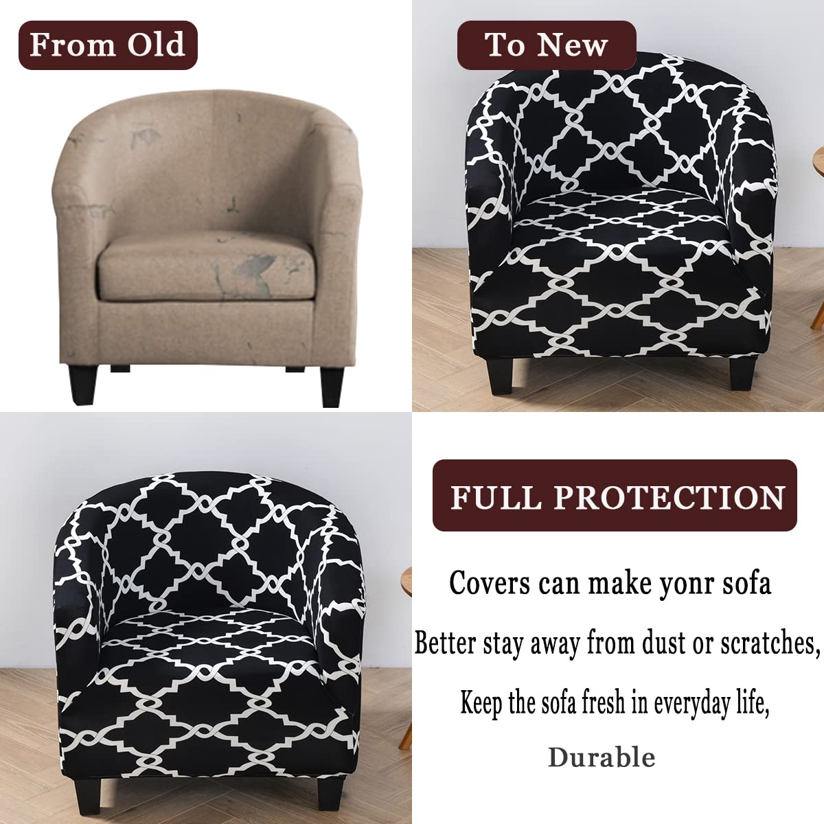 Stretch Jacquard Spandex Club Chair Slipcover - Armchair & Sofa Cover Furniture Protector for Living Room - Perfect for Home Decor, Pet Protection, and Daily Use