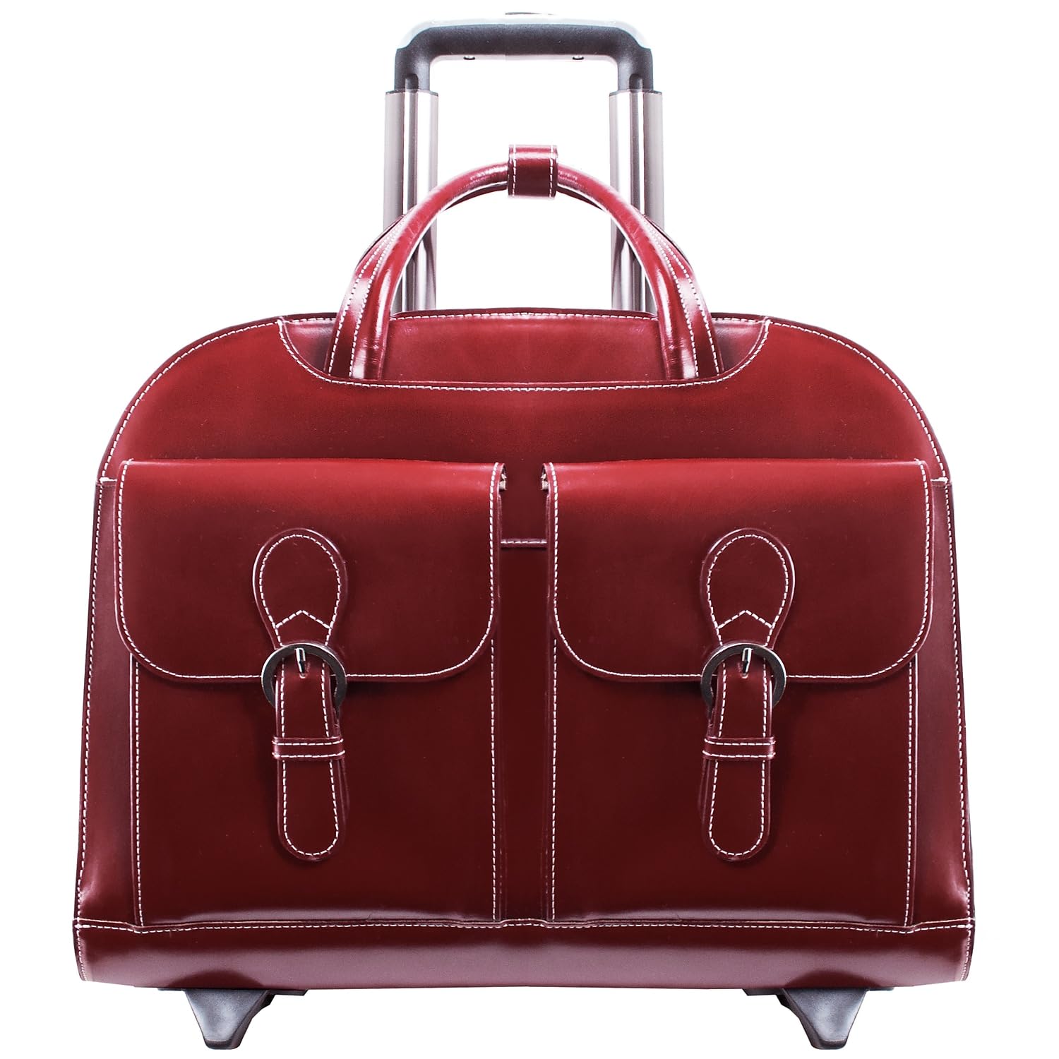 Davis Leather 15.4 Inch Wheeled Laptop Bag for Women - Stylish & Durable Business Travel Laptop Case with Wheels for Commuting, Office & Airplane Use