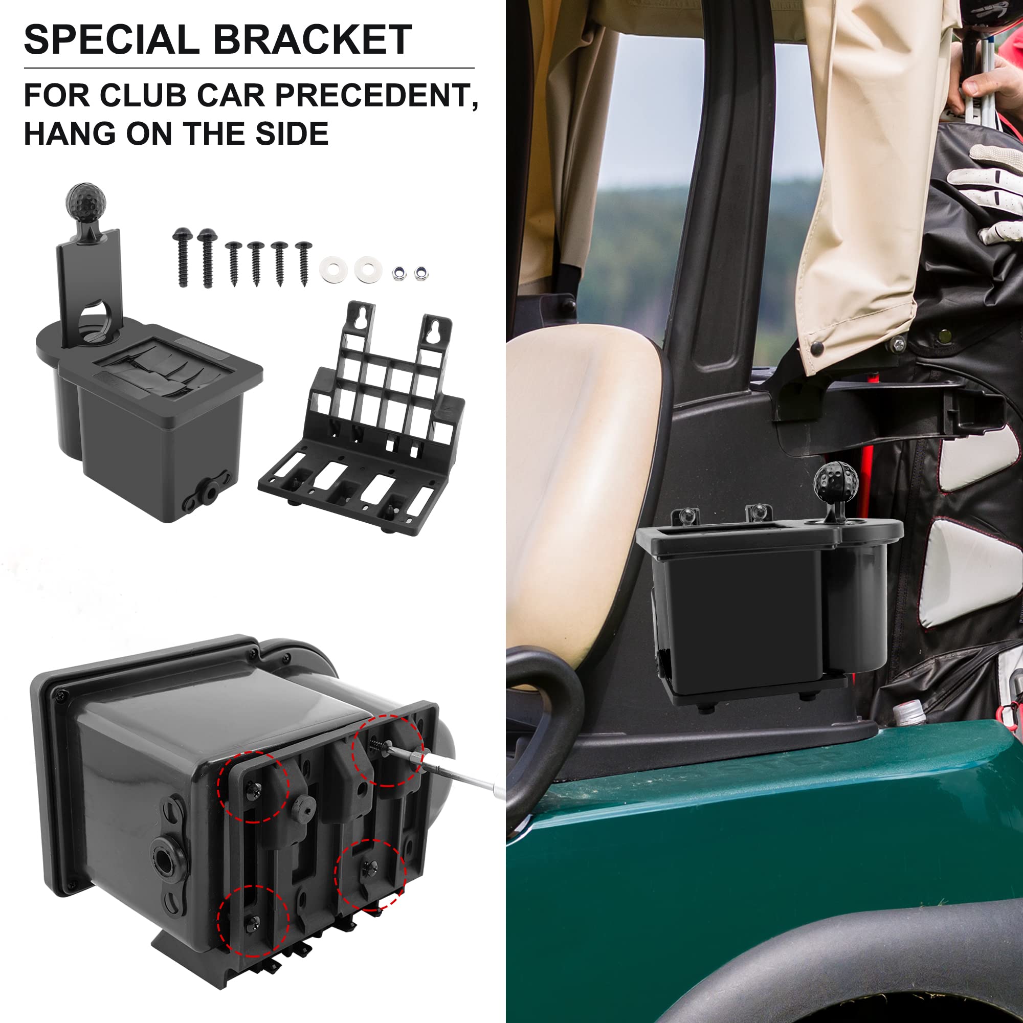 Roykaw Golf Cart Ball & Club Head Cleaner - Compatible with EZGO, Club Car, Yamaha (Includes Precedent Bracket Upgrade) - Perfect for Golf Course Maintenance & Equipment Cleaning