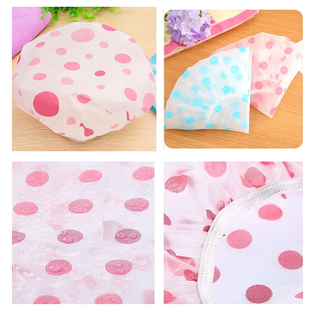 Premium Waterproof Shower Cap for Women & Men - Reusable Elastic Bathing Hair Cap with Lace Trim & Floral Print - Salon & Spa Quality Shower Accessories for Travel, Gym & Home Use (1 Pack)