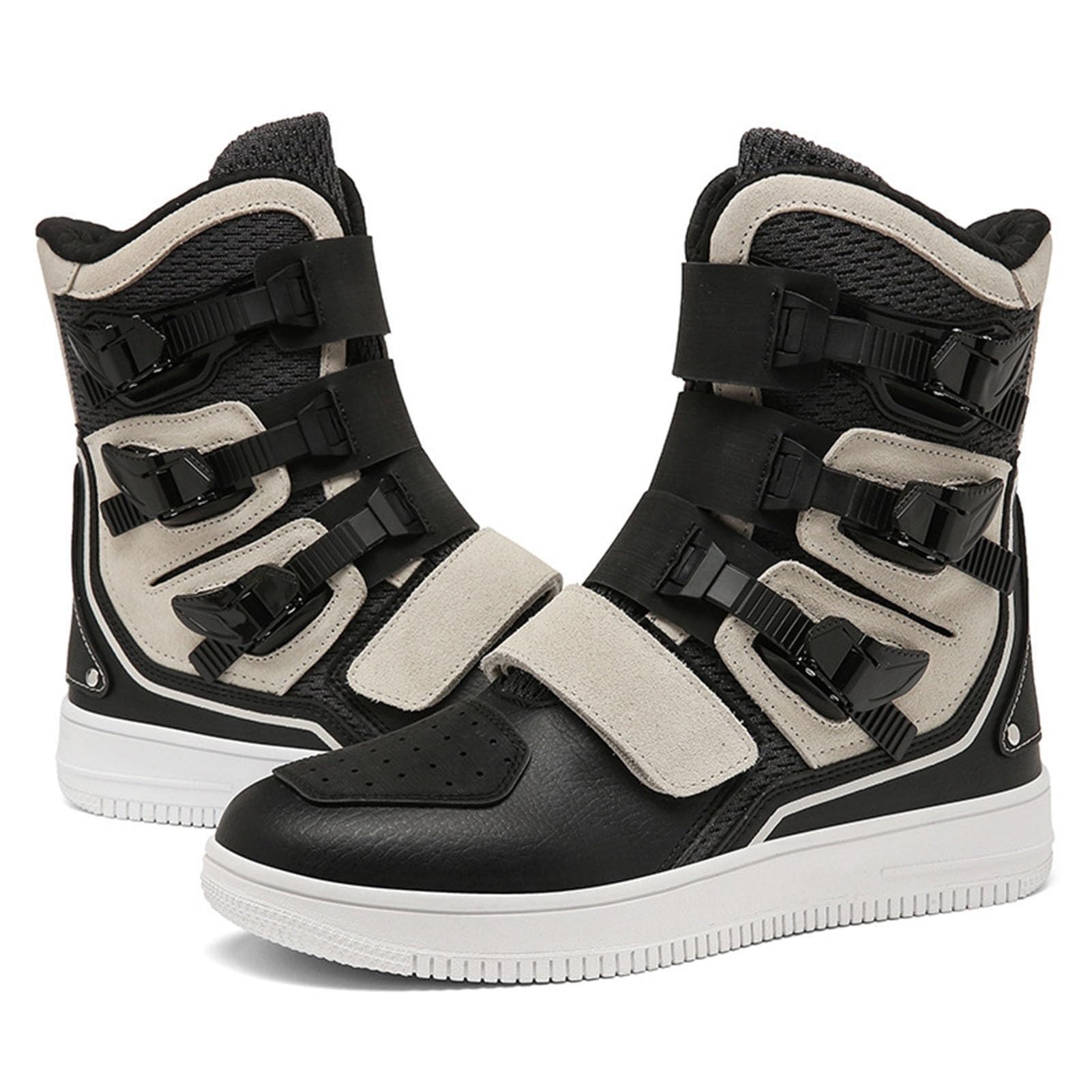 Unisex High Top Motorcycle Boots - Waterproof Microfiber Leather Dirt Bike Boots for Men & Women - Anti-Slip Motocross Riding Shoes with Ankle Support - Perfect for Off-Road Adventures & Biker Gifts (Gray, Size 8.5)