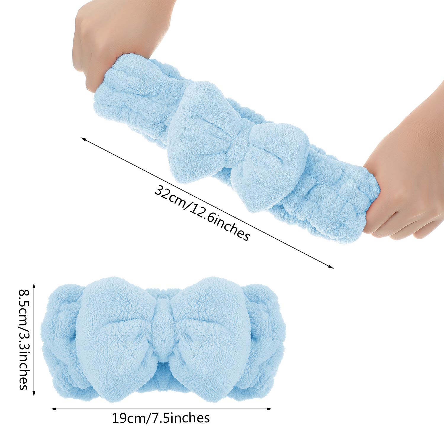 9-Piece Microfiber Bowtie Headband Set with Silicone Face Cleanser & Massager Brush - Soft Hair Accessories & Skincare Tools for Women - Perfect for Spa, Makeup & Daily Beauty Routine
