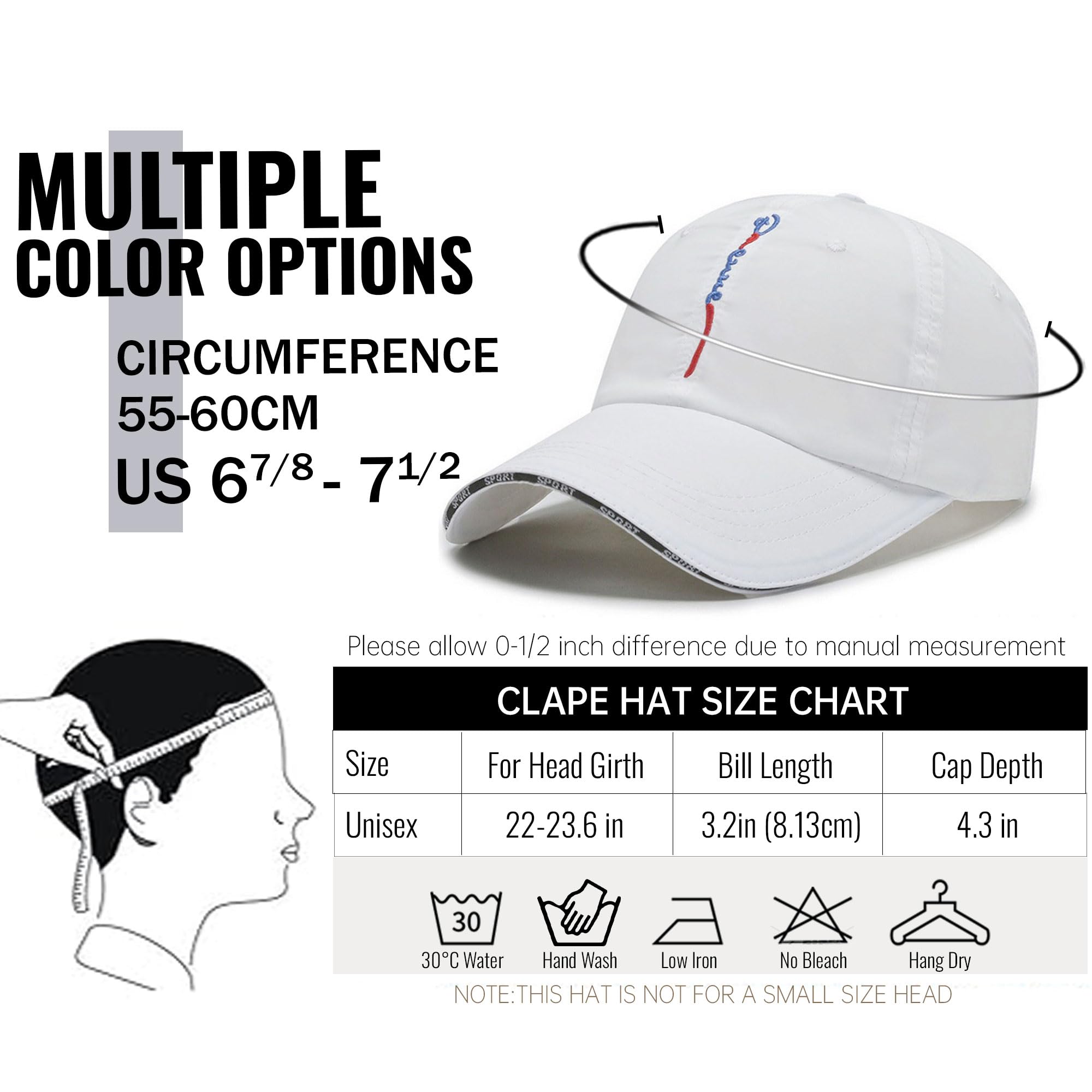 CLAPE UPF50+ Sun Protection Hat - Lightweight Waterproof & Breathable Outdoor Sports Cap for Men Women - Perfect for Hiking, Running, Fishing, and Beach Activities