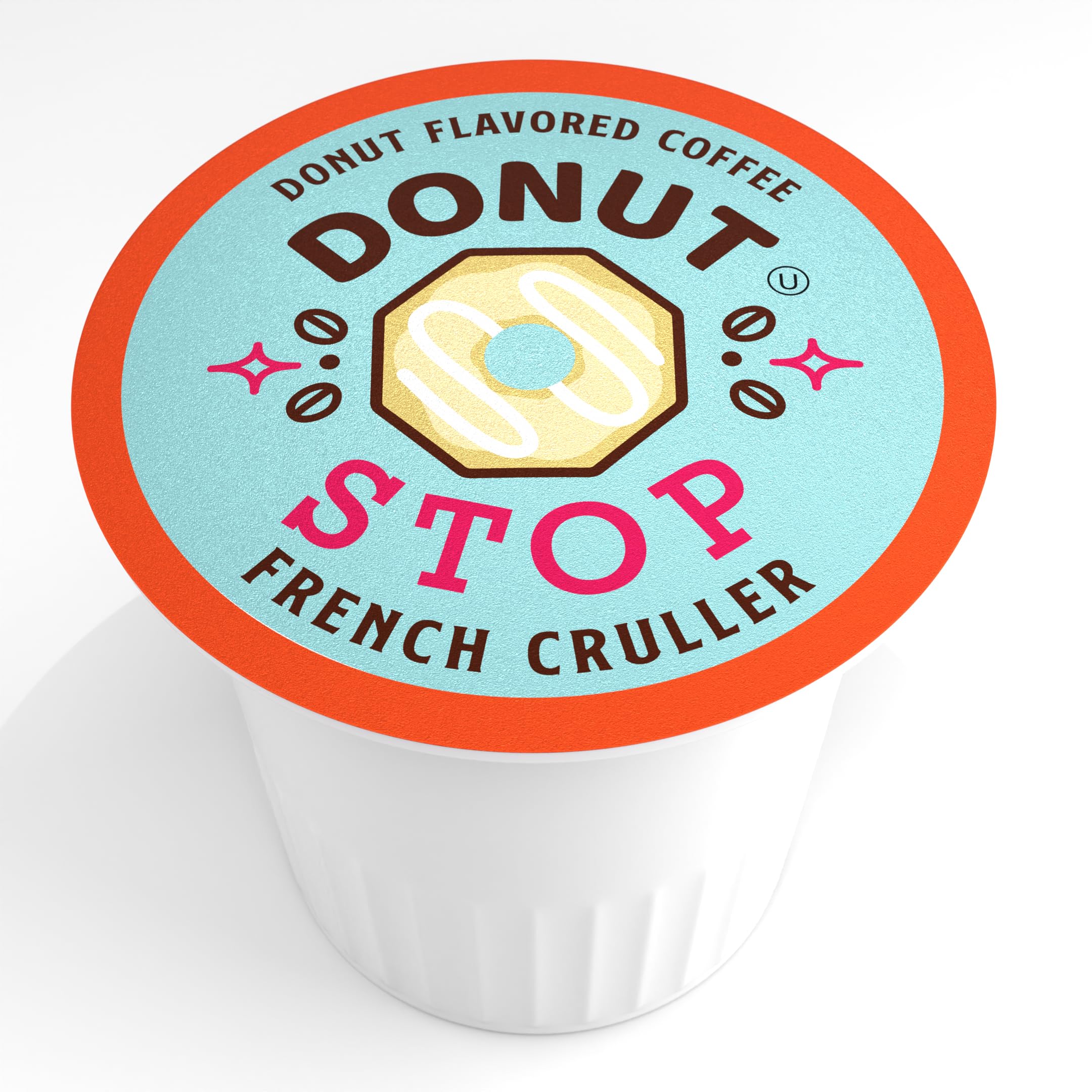 Donut Stop Flavored Coffee Pods - French Cruller Donut Flavor (40 Count) | Compatible with Keurig 2.0 K-Cup Brewers | Perfect for Breakfast, Office & Home Brewing