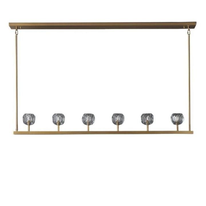 Crystal Ball Glass Linear Chandelier - 60 Inch Modern LED Pendant Light for Dining Room, Kitchen Island & Living Room Decor