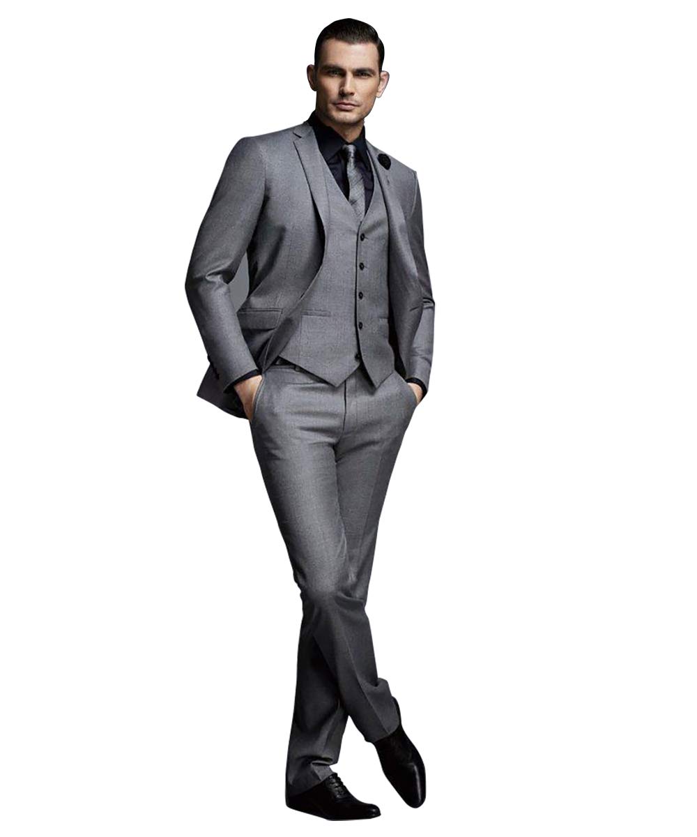 Men's Gray Business Formal Slim Tuxedo Suit - 3 Piece Wedding & Professional Attire for Groom, Best Man & Formal Events | Perfect for Weddings, Business Meetings & Special Occasions