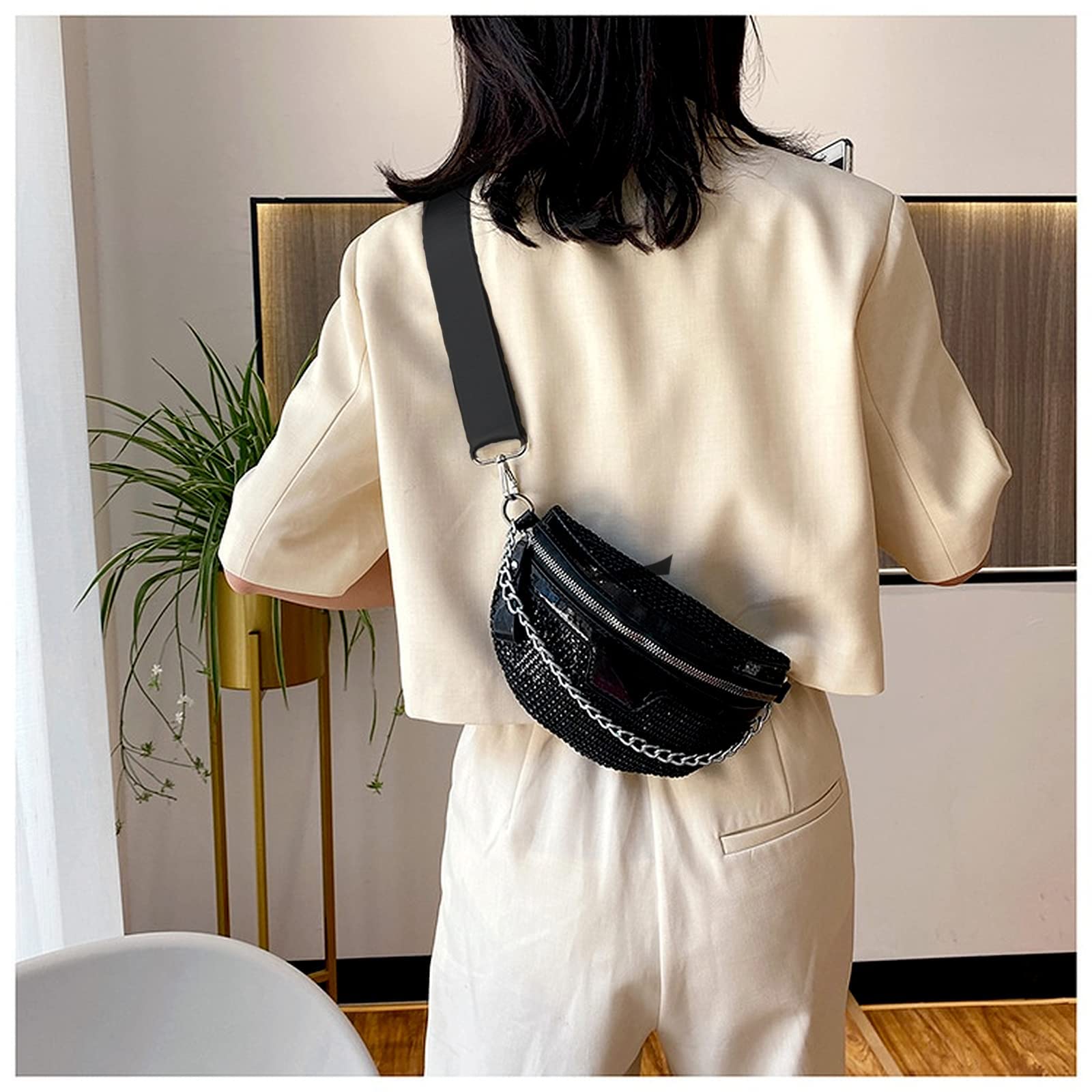 Sparkly Rhinestone Crossbody Bag for Women - Stylish Waist Pouch Fanny Pack with Adjustable Belt, Perfect for Parties, Travel, Beach & Outdoor Activities | Trendy Accessory for Night Out, Concerts & Festivals