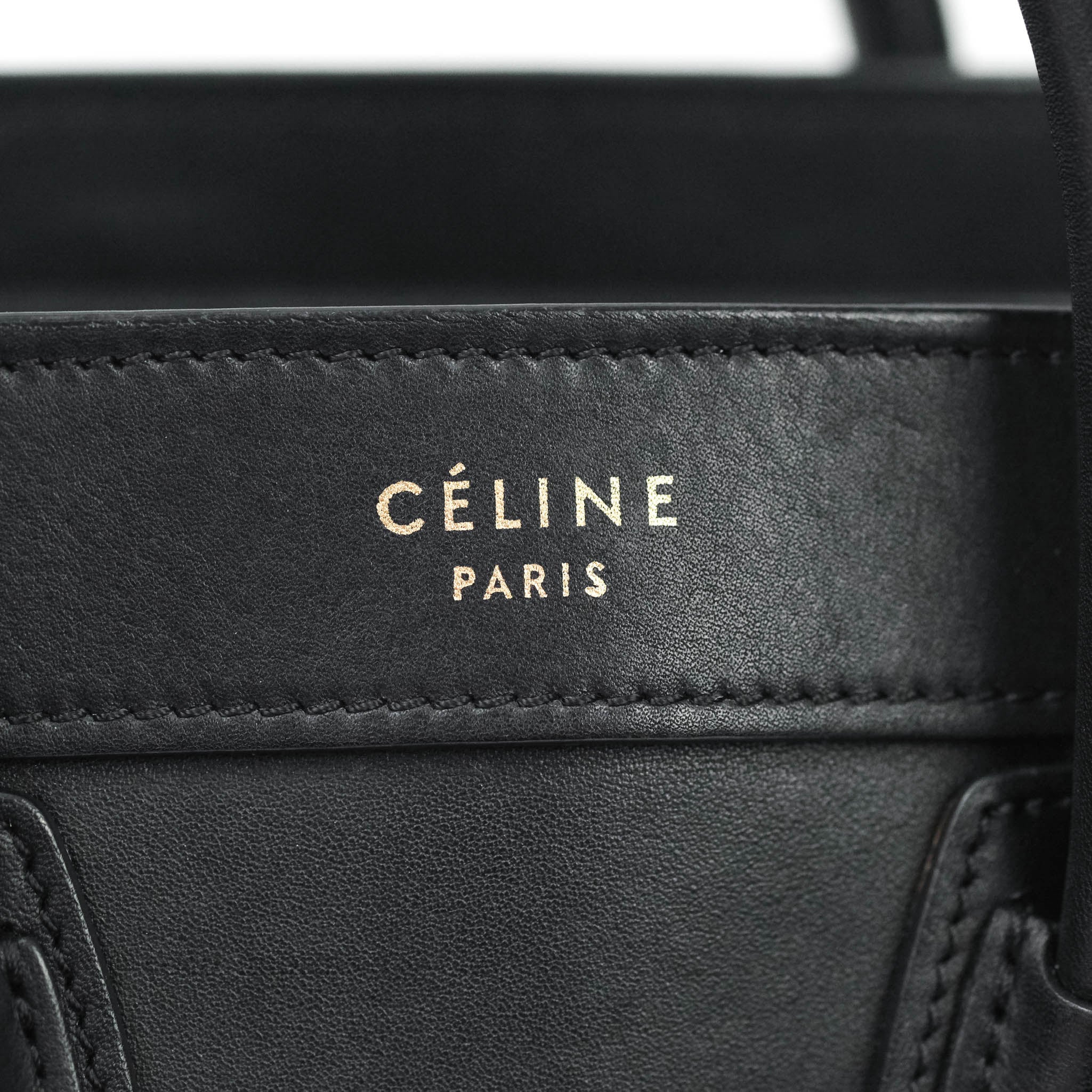 Celine Nano Luggage Bag in Black Calfskin Leather with Antique Gold Hardware - Perfect for Work, Travel & Everyday Luxury