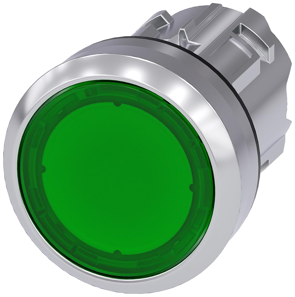 Siemens 3SU10510AA400AA0 Illuminated Push Button Switch - Green, Flush Mount, Momentary Contact for Industrial Control Panels & Machinery - Perfect for Automation Systems, Control Cabinets & Electrical Equipment